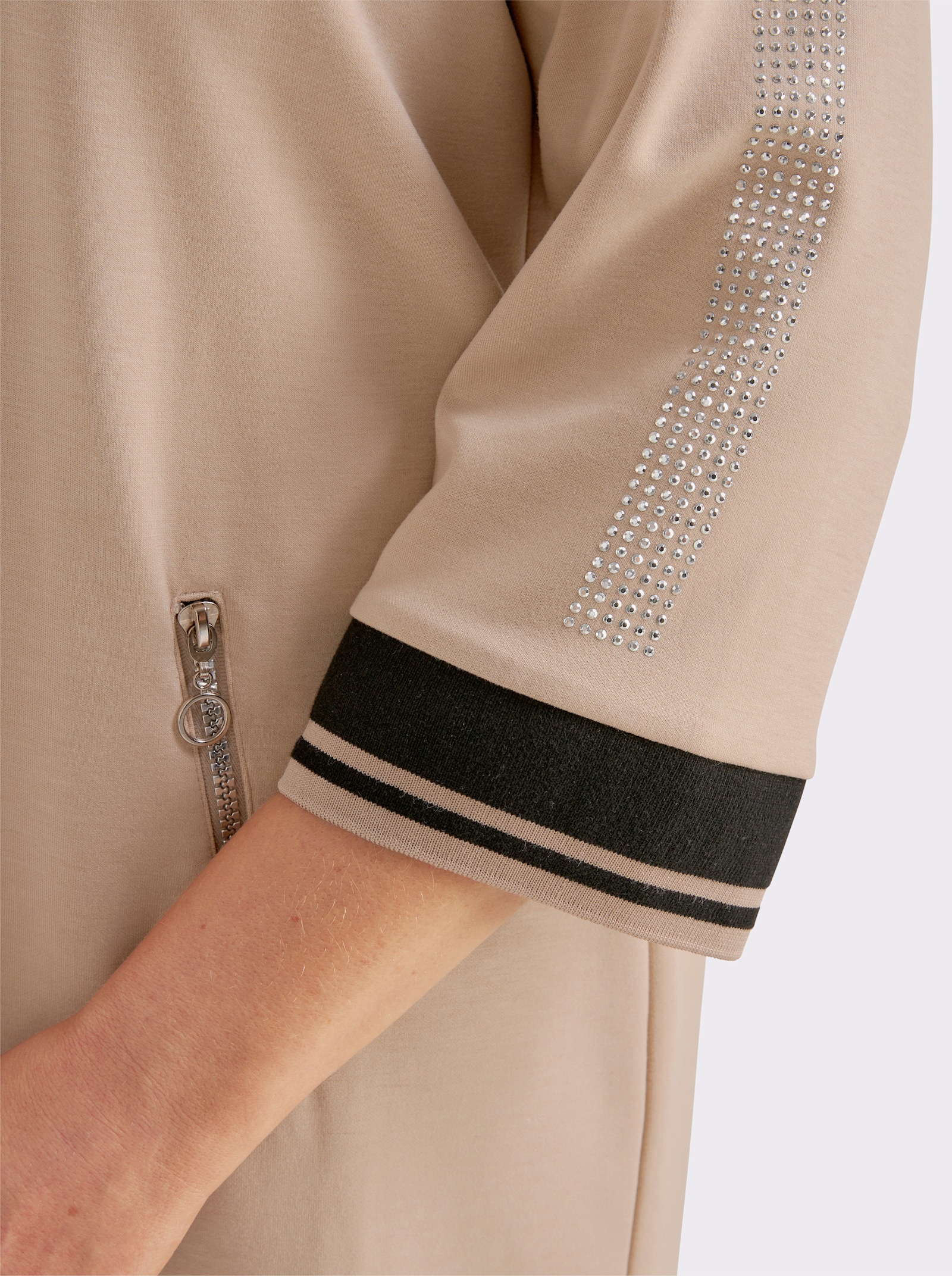 Polokleid im hochwertigen Modal-Mix - beige-schwarz