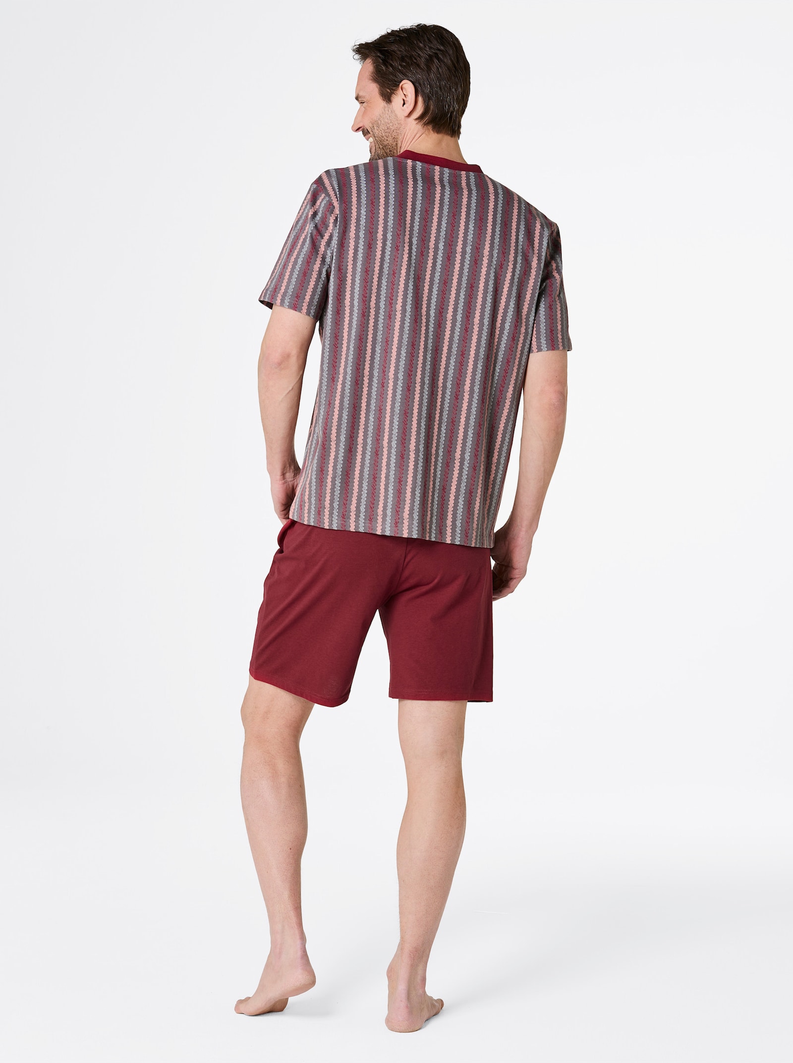 wäschepur men Shortys - dunkelrot + dunkelrot-anthrazit-bedruckt