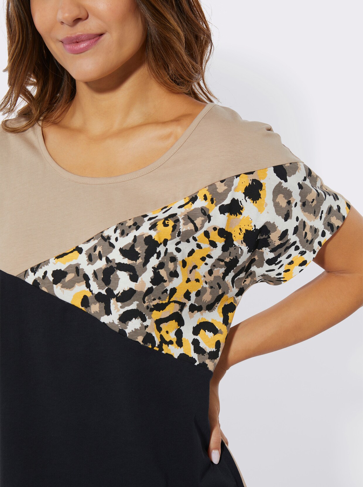Capri-Schlafanzug - beige-schwarz