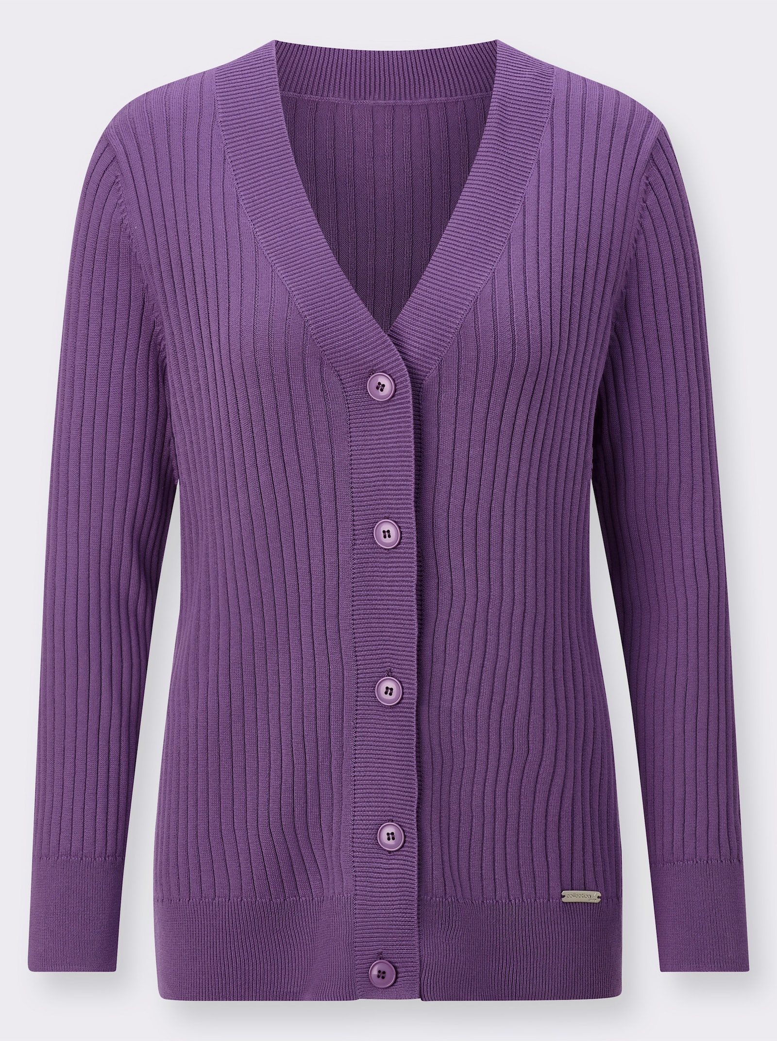 Strickjacke in Ripp-Optik - lila