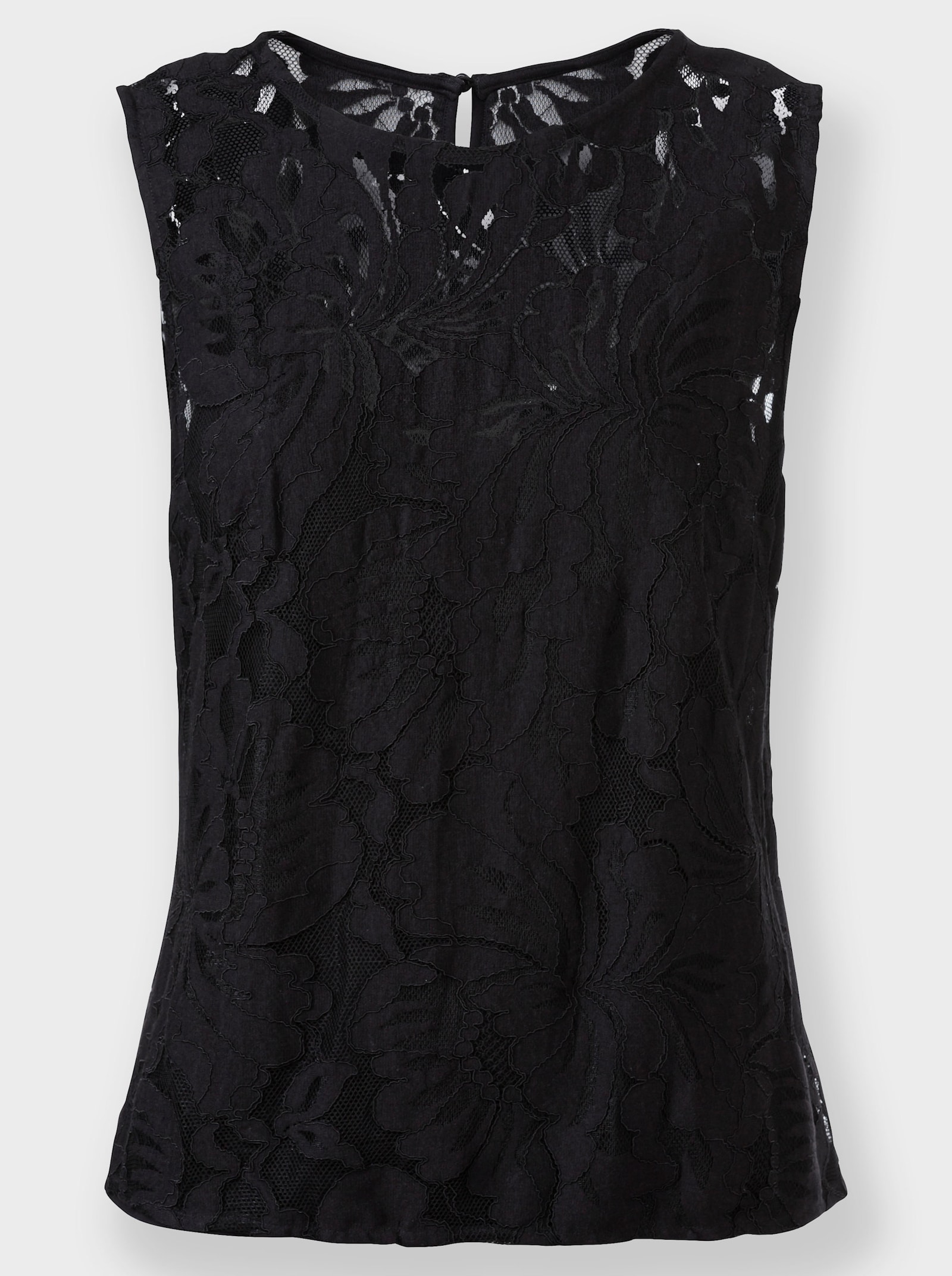 heine Spitzentop mit Schlingenknopfverschluss im Nacken - schwarz