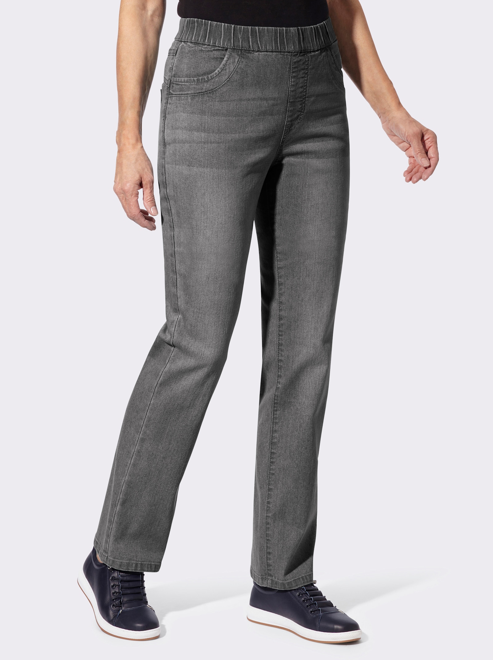 Schlupfjeans mit geradem Bein - anthrazit-grey-denim