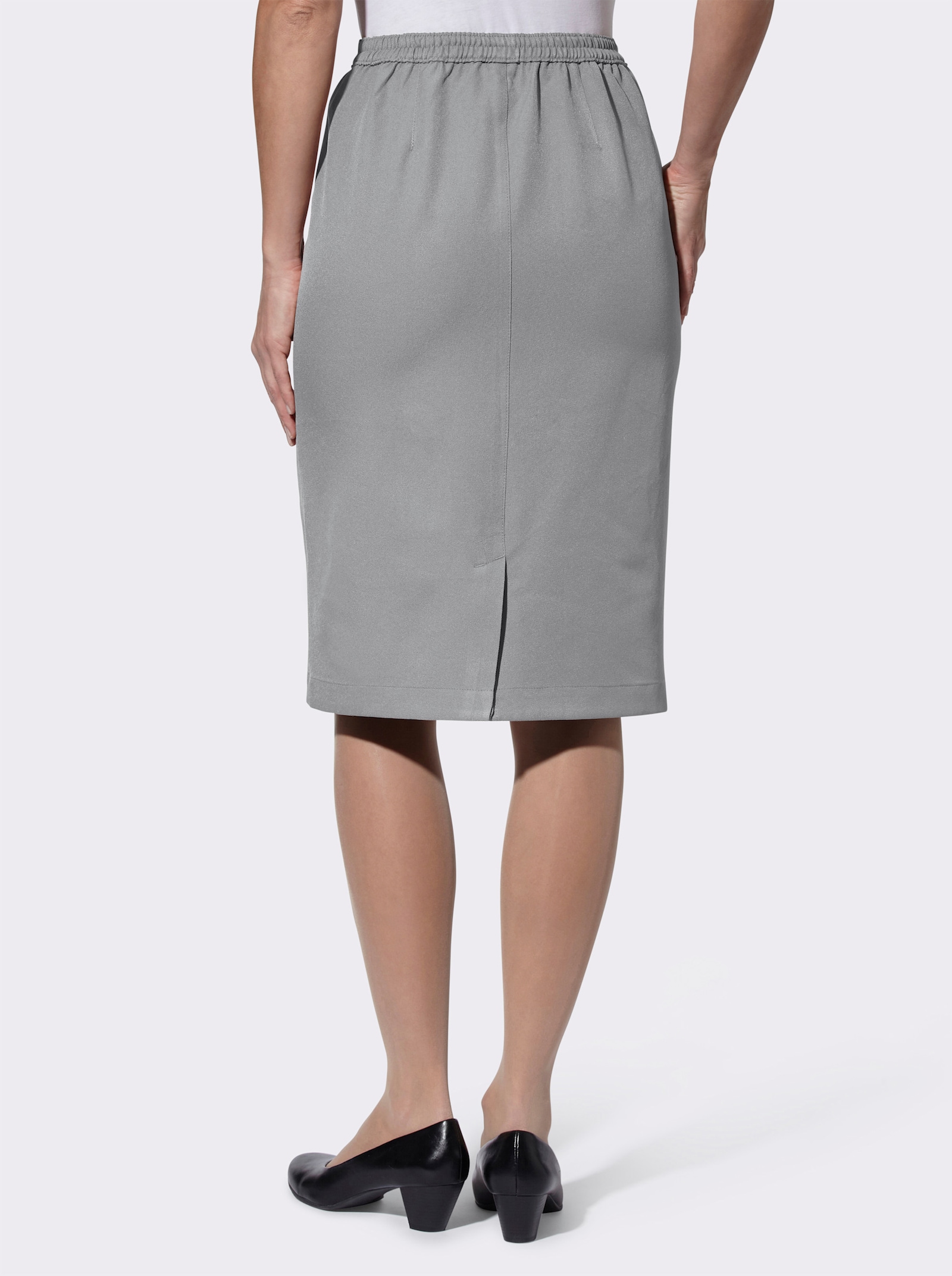 Comfortrok met loopsplit - steengrijs