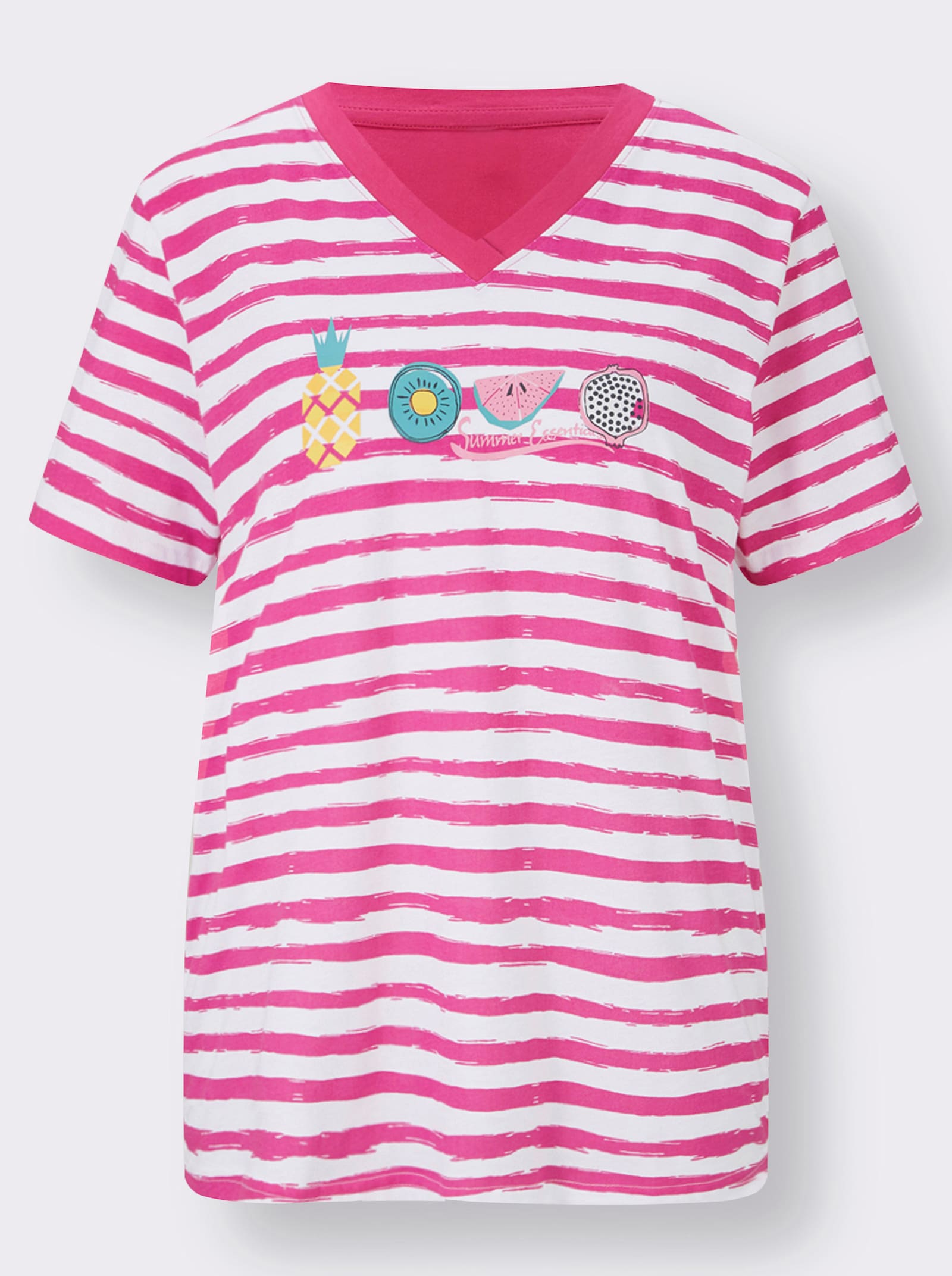 Comtessa Capri pyžamá, jednoduchý džersej - Fuksiová + fuksiová pruhovaná