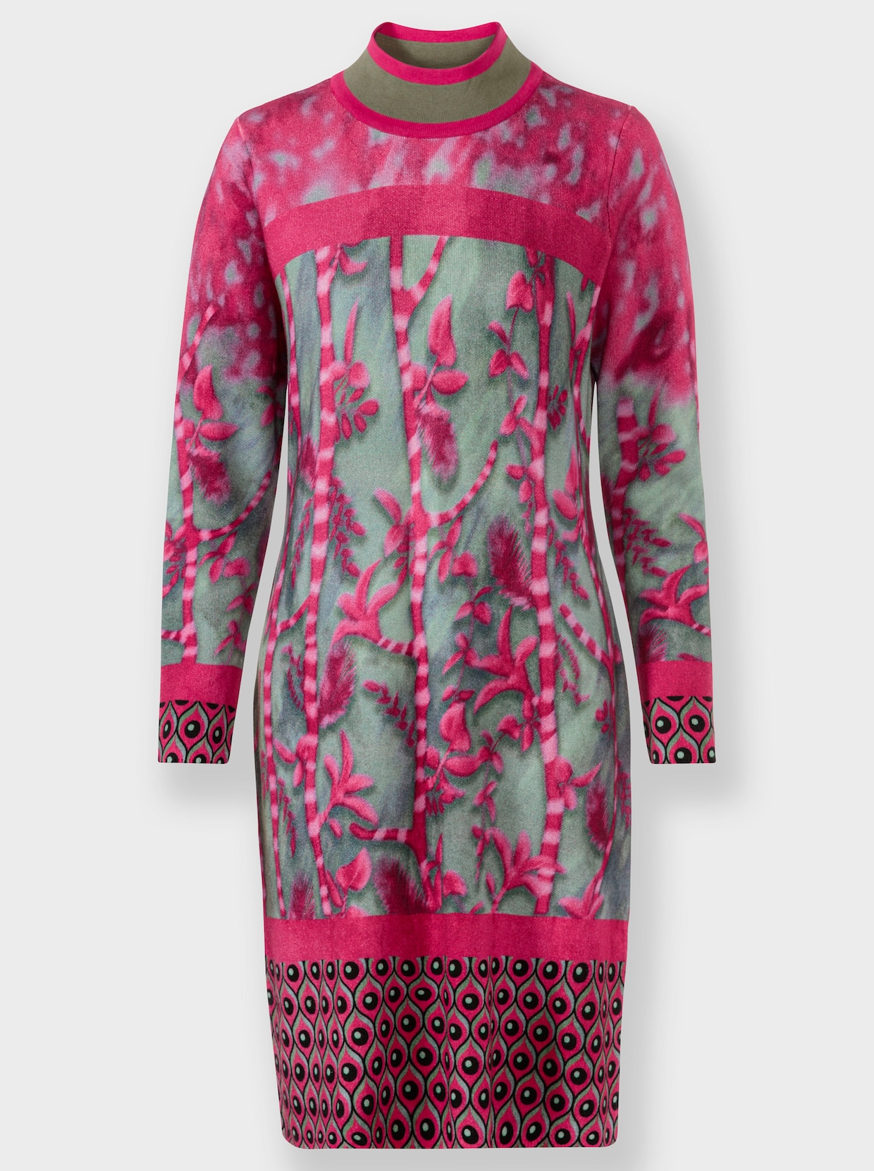 heine Tricot jurk - pink/kaki gedessineerd