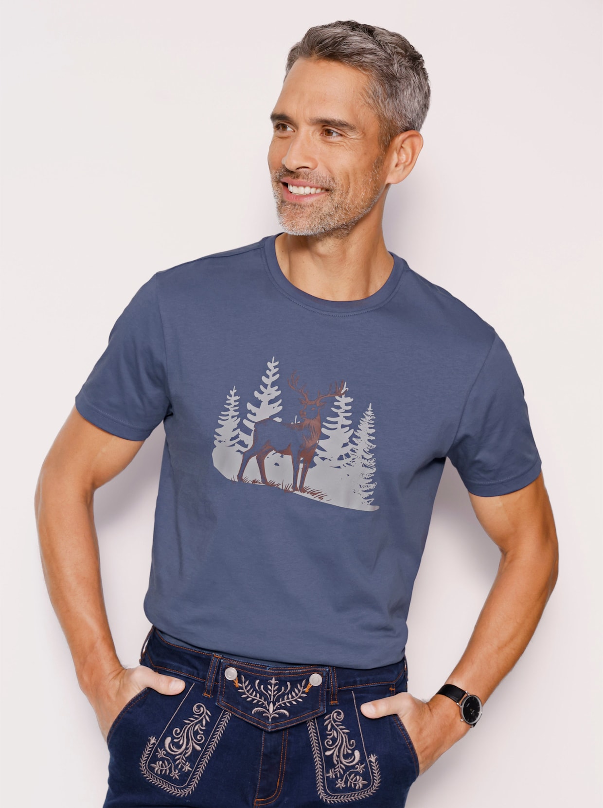 Kurzarmshirt - rauchblau