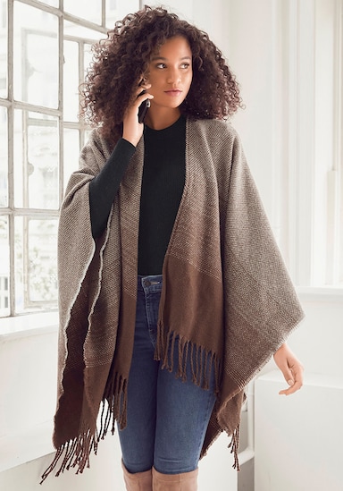 LASCANA Poncho en tricot - beige-marron