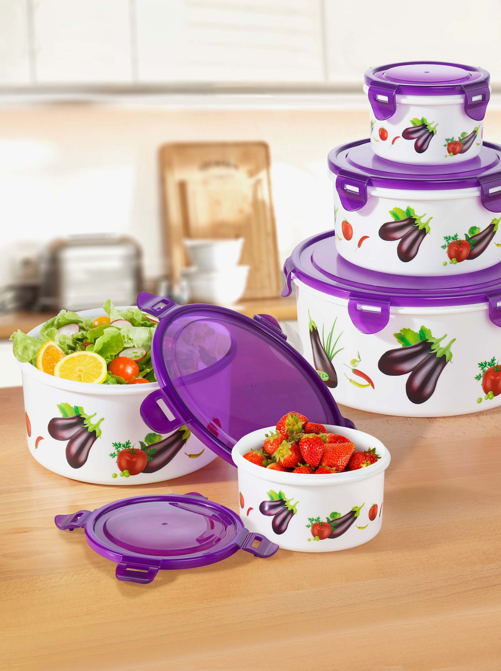 Dosenset - aubergine-gemustert