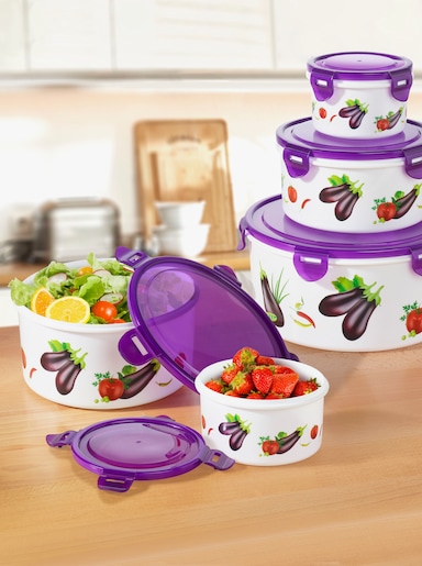 Dosenset - aubergine-gemustert