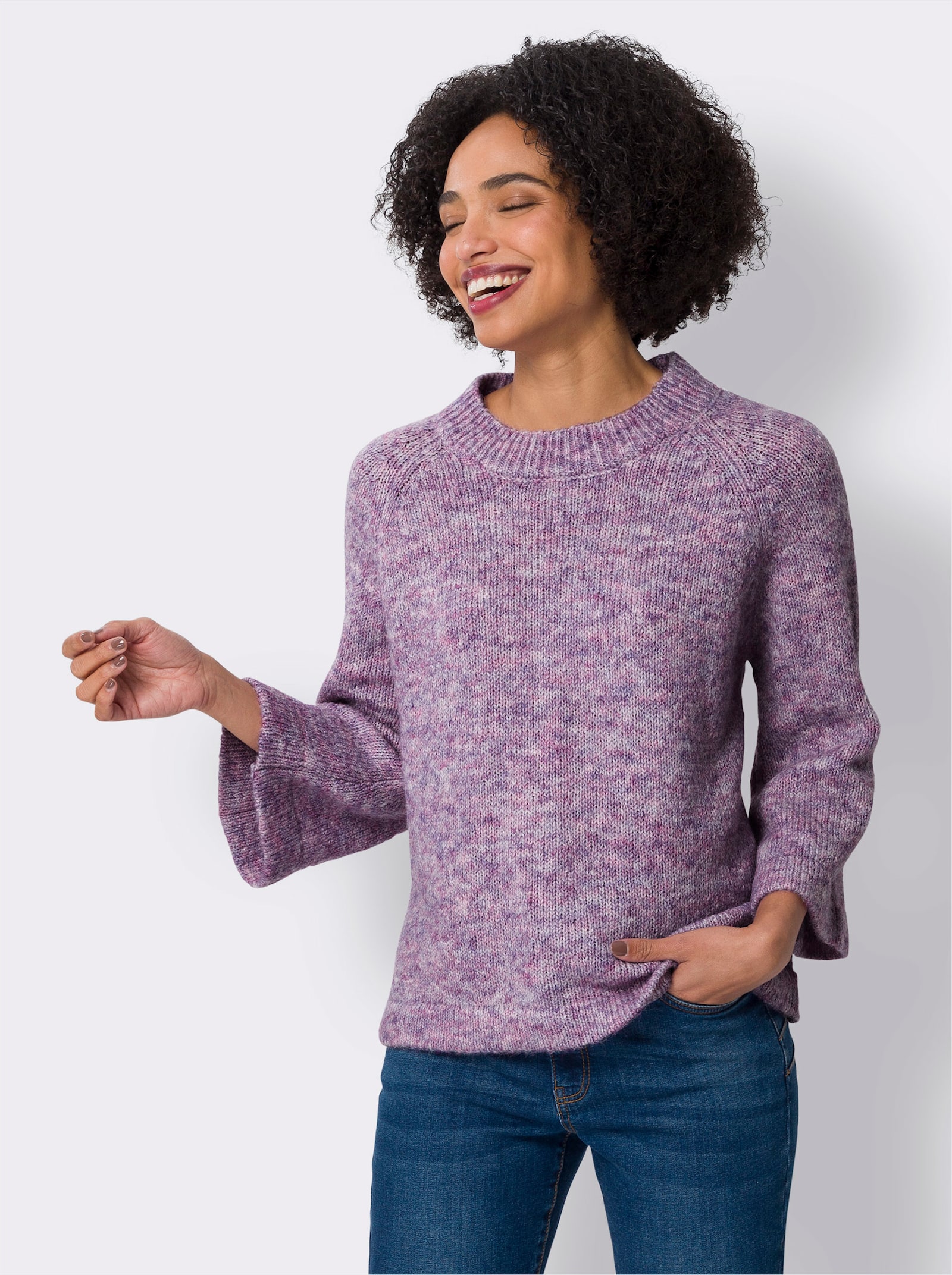 heine Strickpullover aus Multicolor-Garn - elfenbein-hortensie-meliert