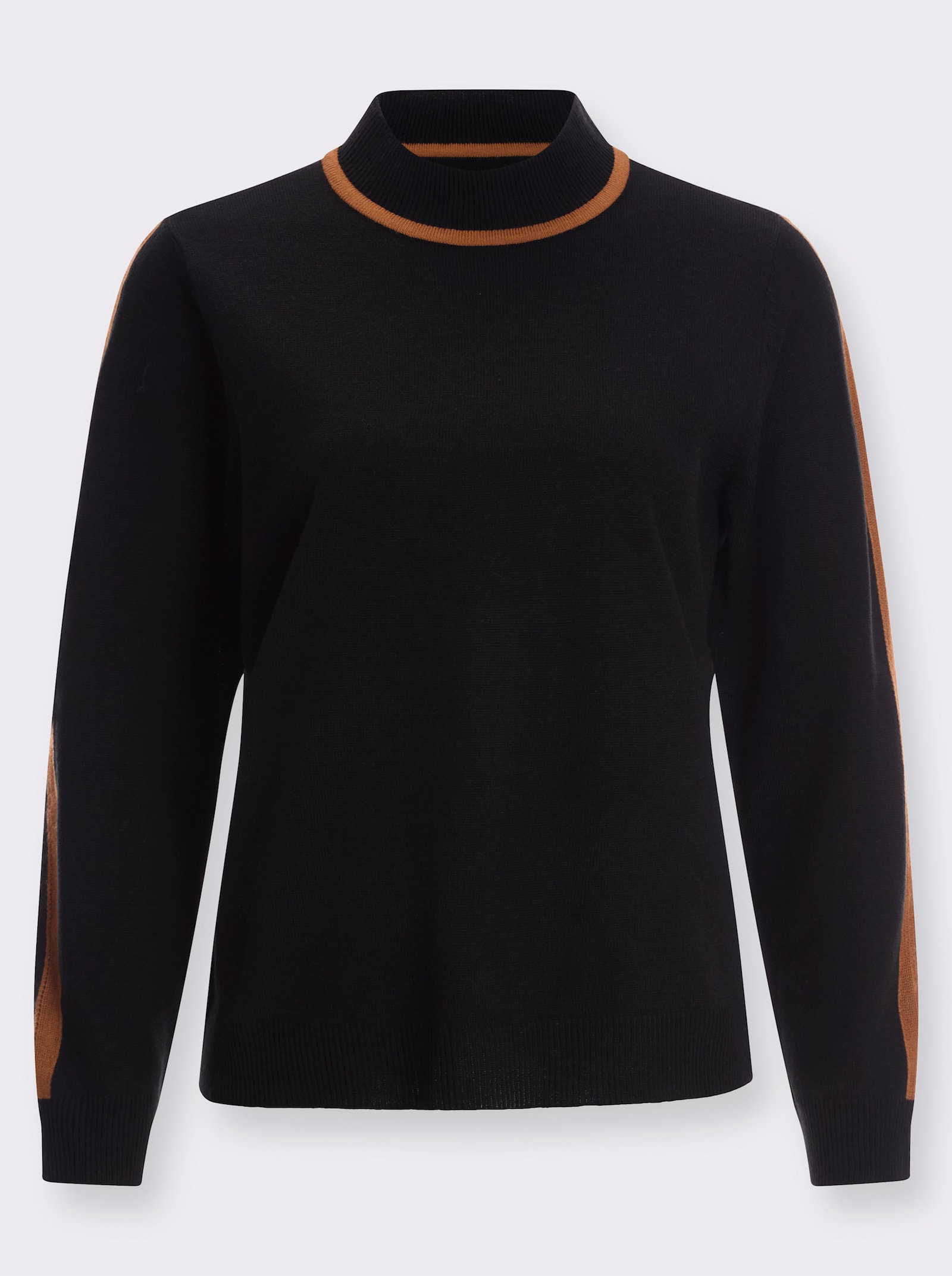 Svetr se stojáčkem a žebrovanými lemy - černá