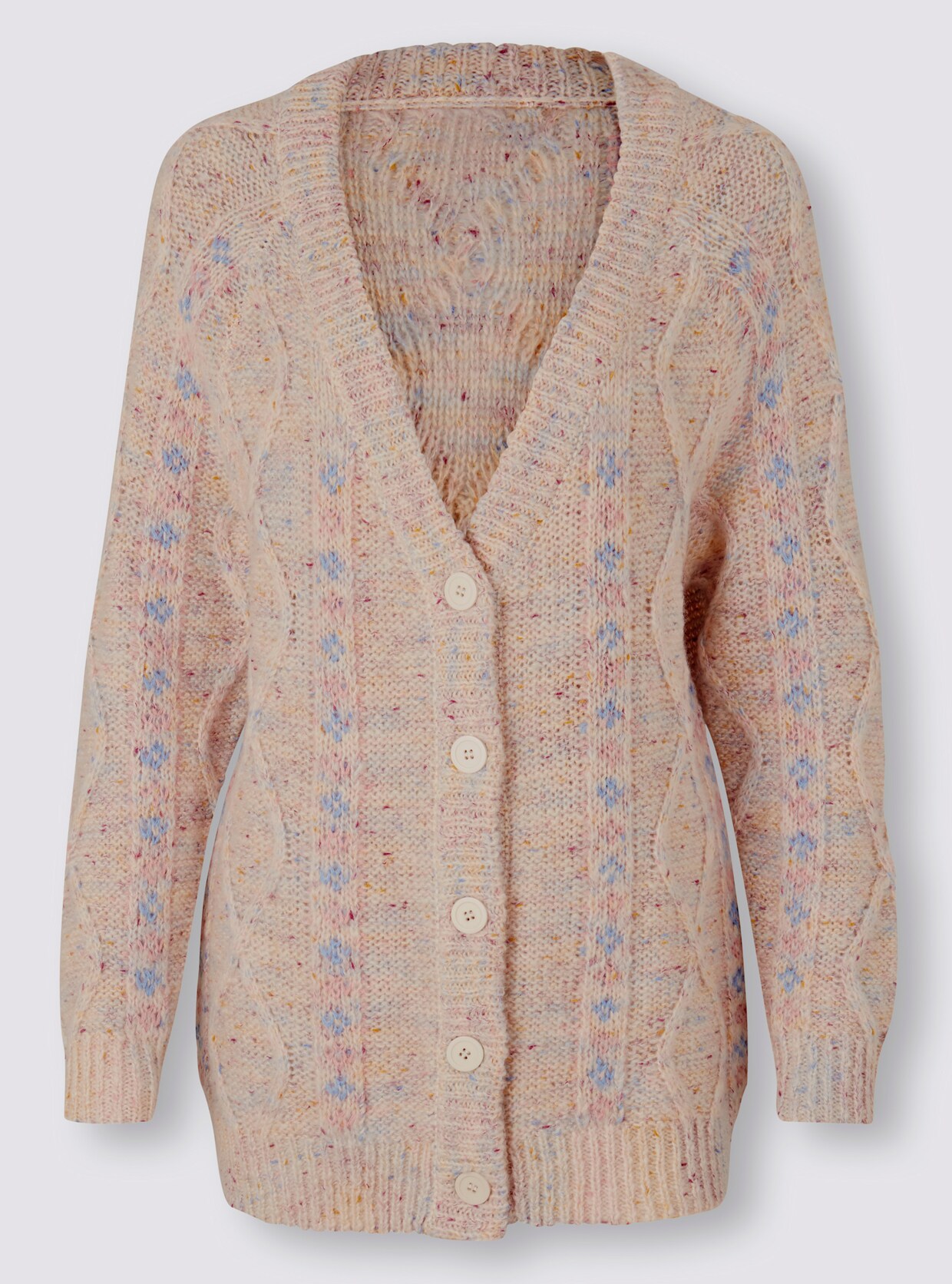 heine Vest - champagne/hemelsblauw gedessineerd