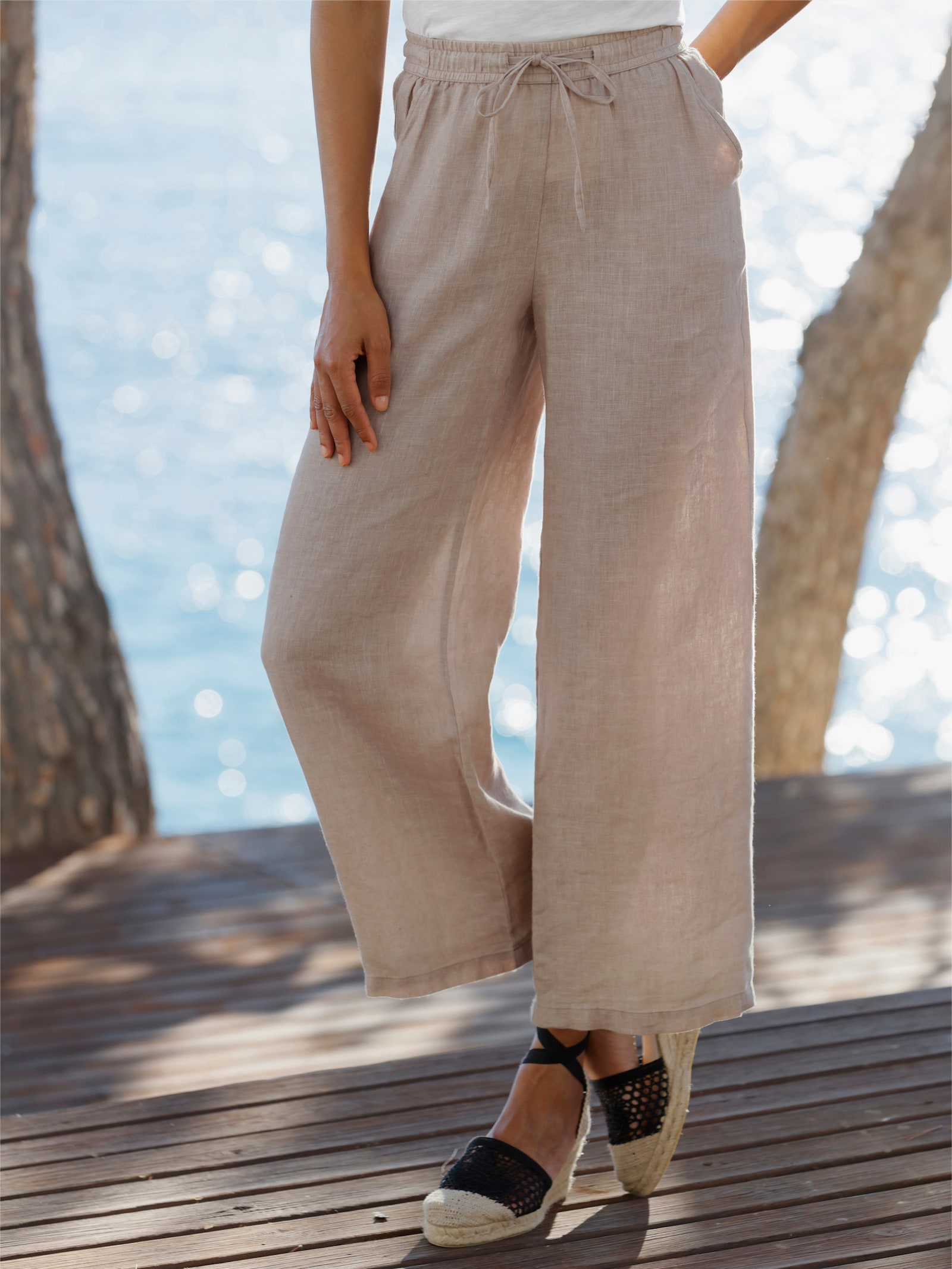 heine Leinenhose mit weitem Bein - sesam