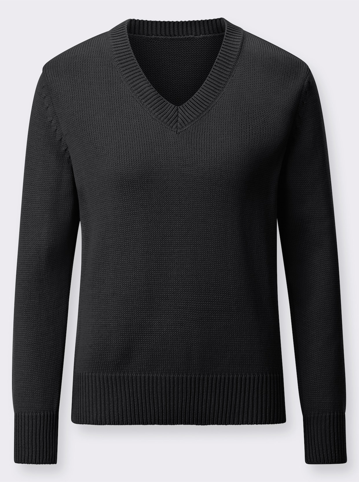 V-Ausschnitt-Pullover - schwarz