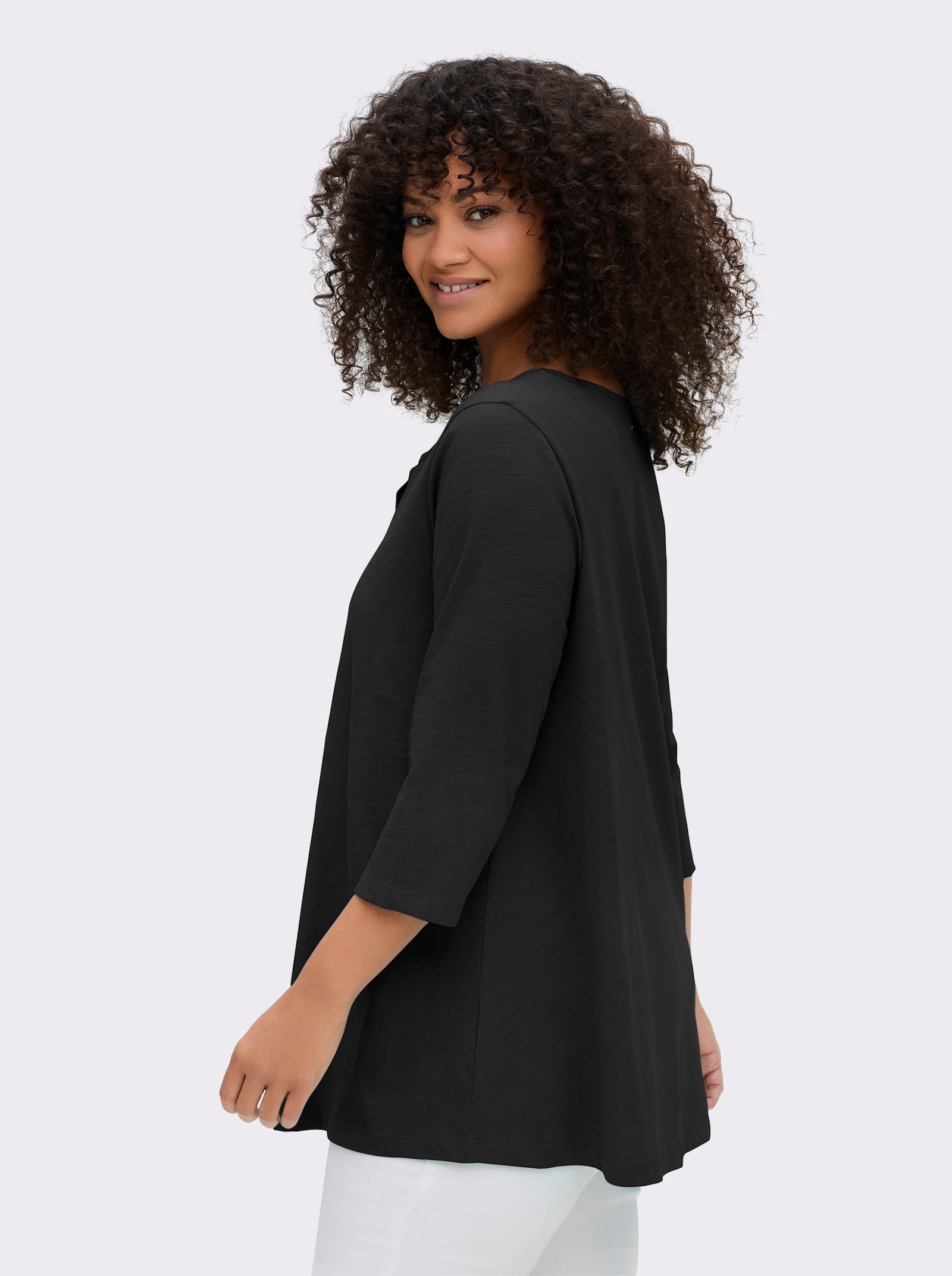 sheego 3/4-Arm-Shirt - schwarz