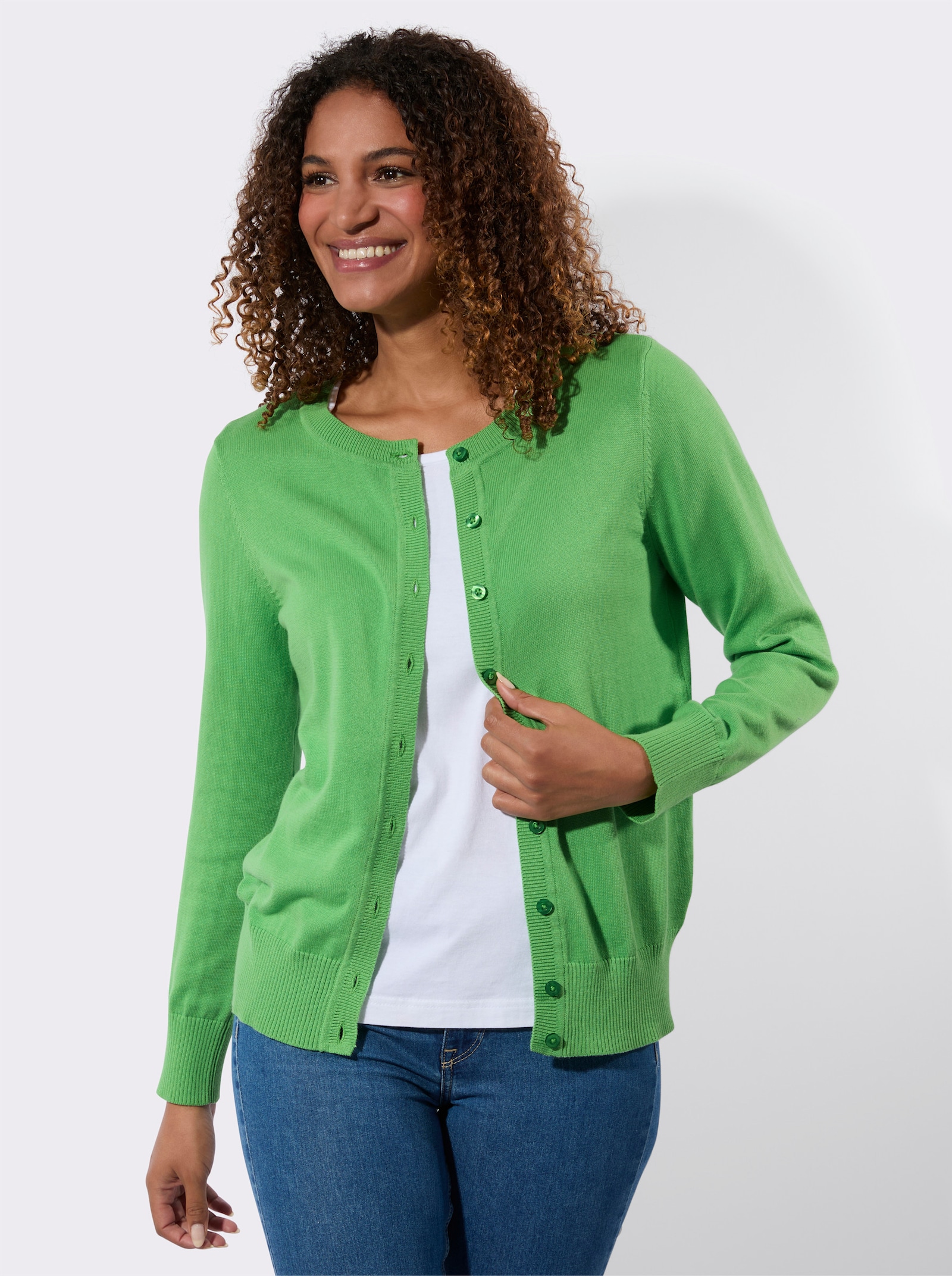 Cardigan met ribboorden - appel