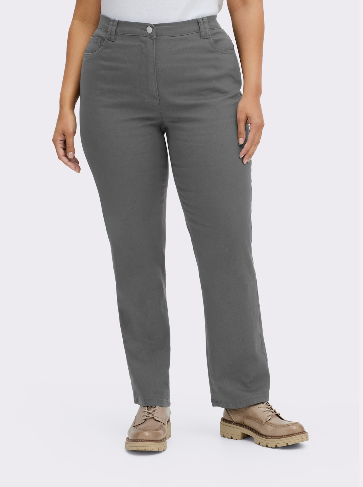 Jeans mit weitem Bein - grey denim