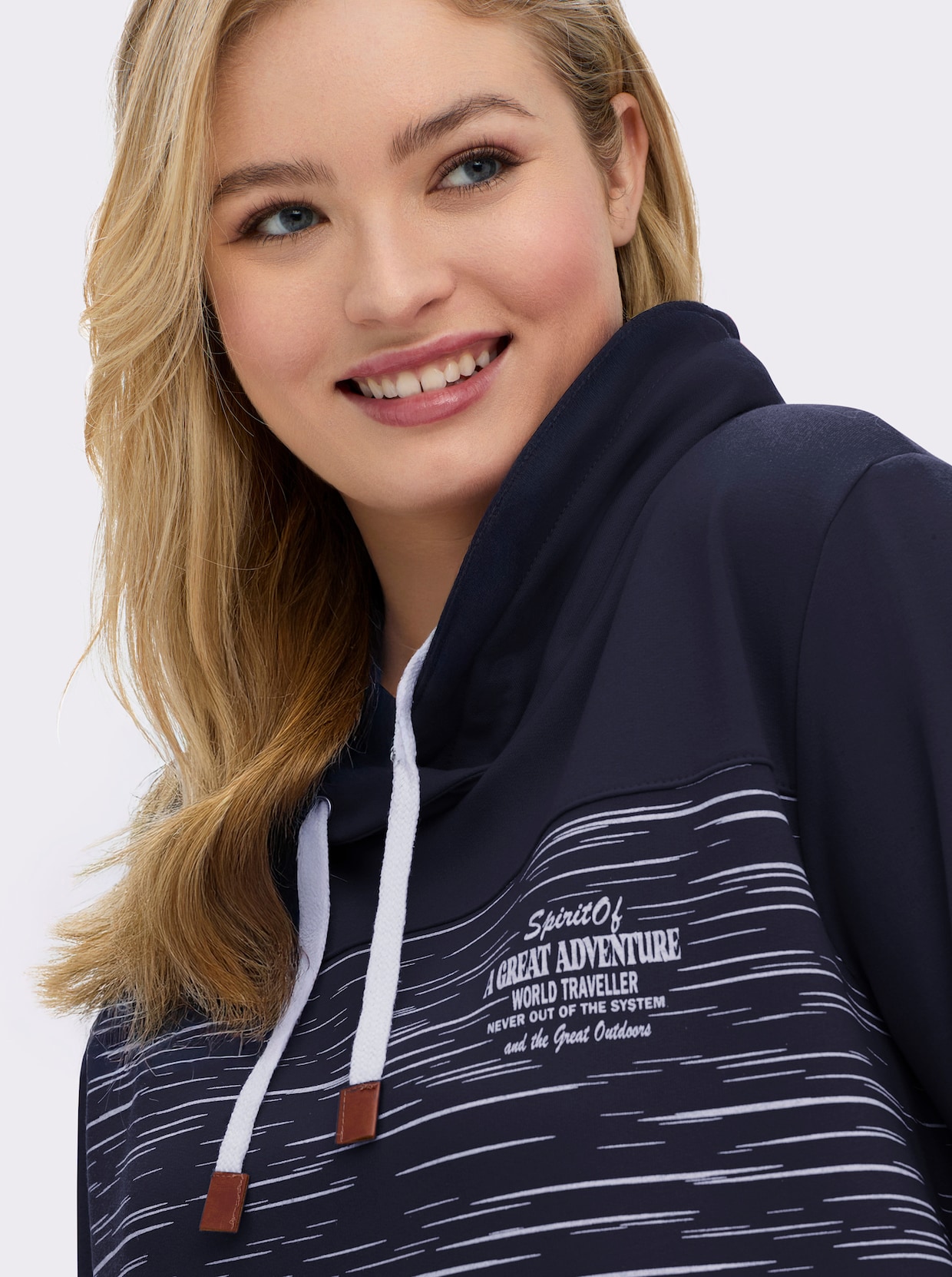 Sweatshirt aus innen angerautem Baumwoll-Mix - marine-bedruckt