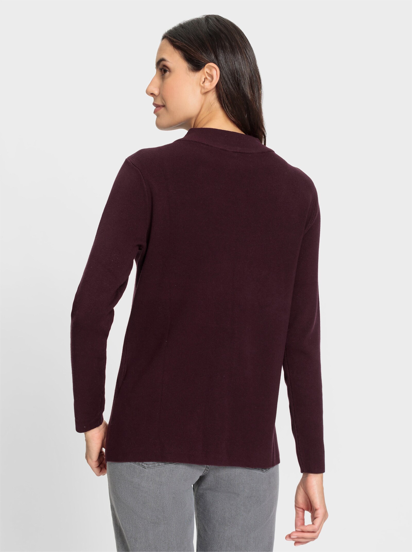 Stehkragenpullover mit mittiger Falte - burgund