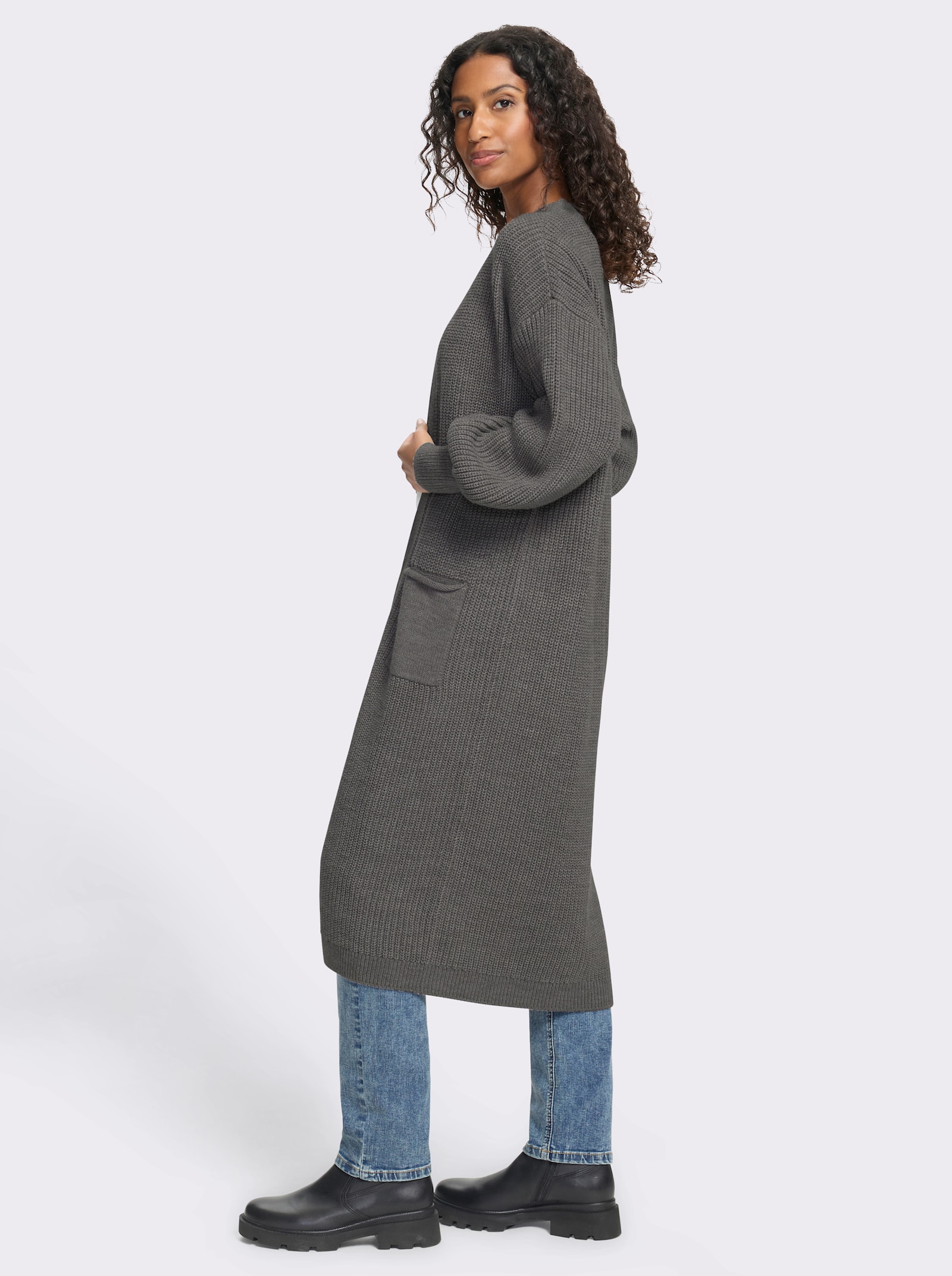 heine Strickjacke in Longform - anthrazit-meliert