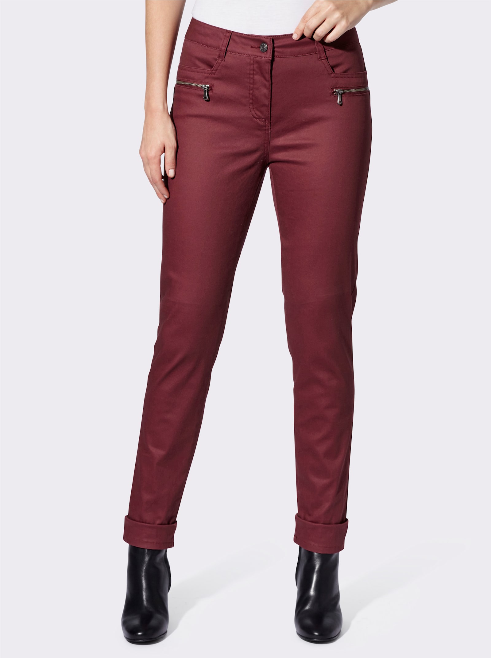 heine Jeans met coating - bordeaux
