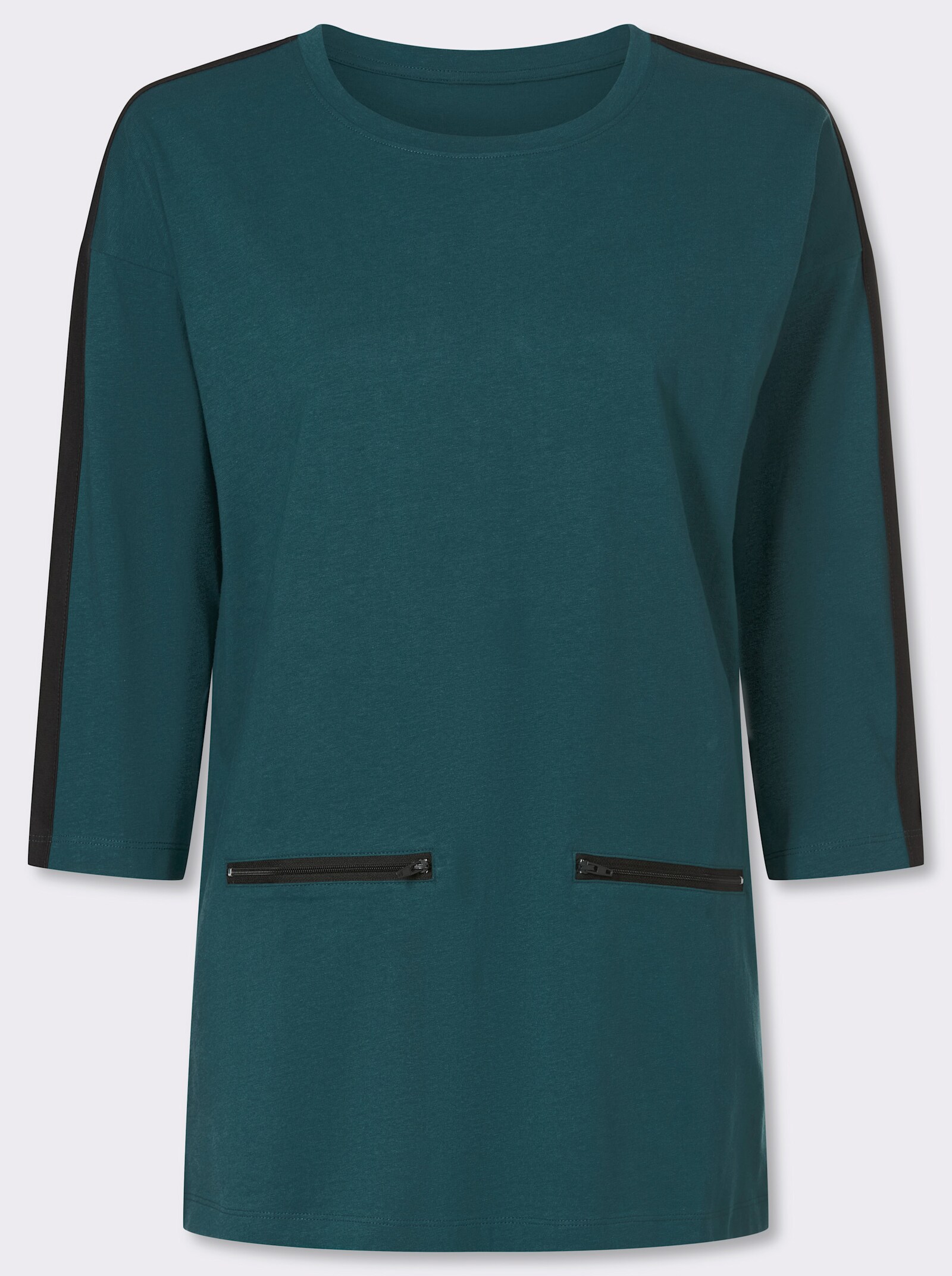 Longshirt mit Kontrast-Akzenten - petrol