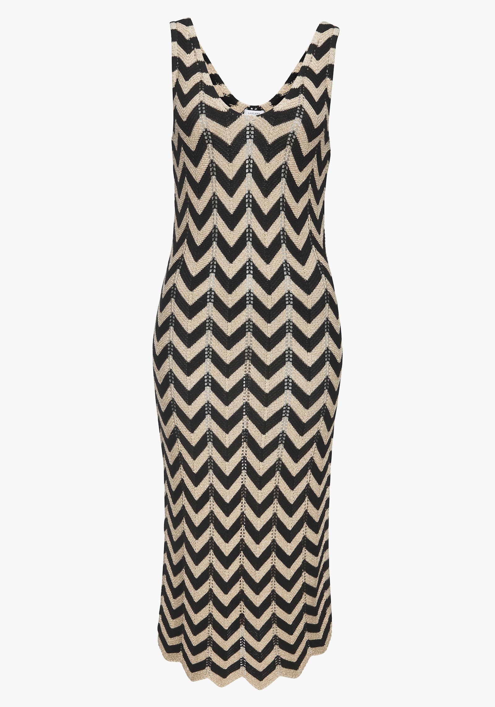 Buffalo Strickkleid - schwarz-goldfarben