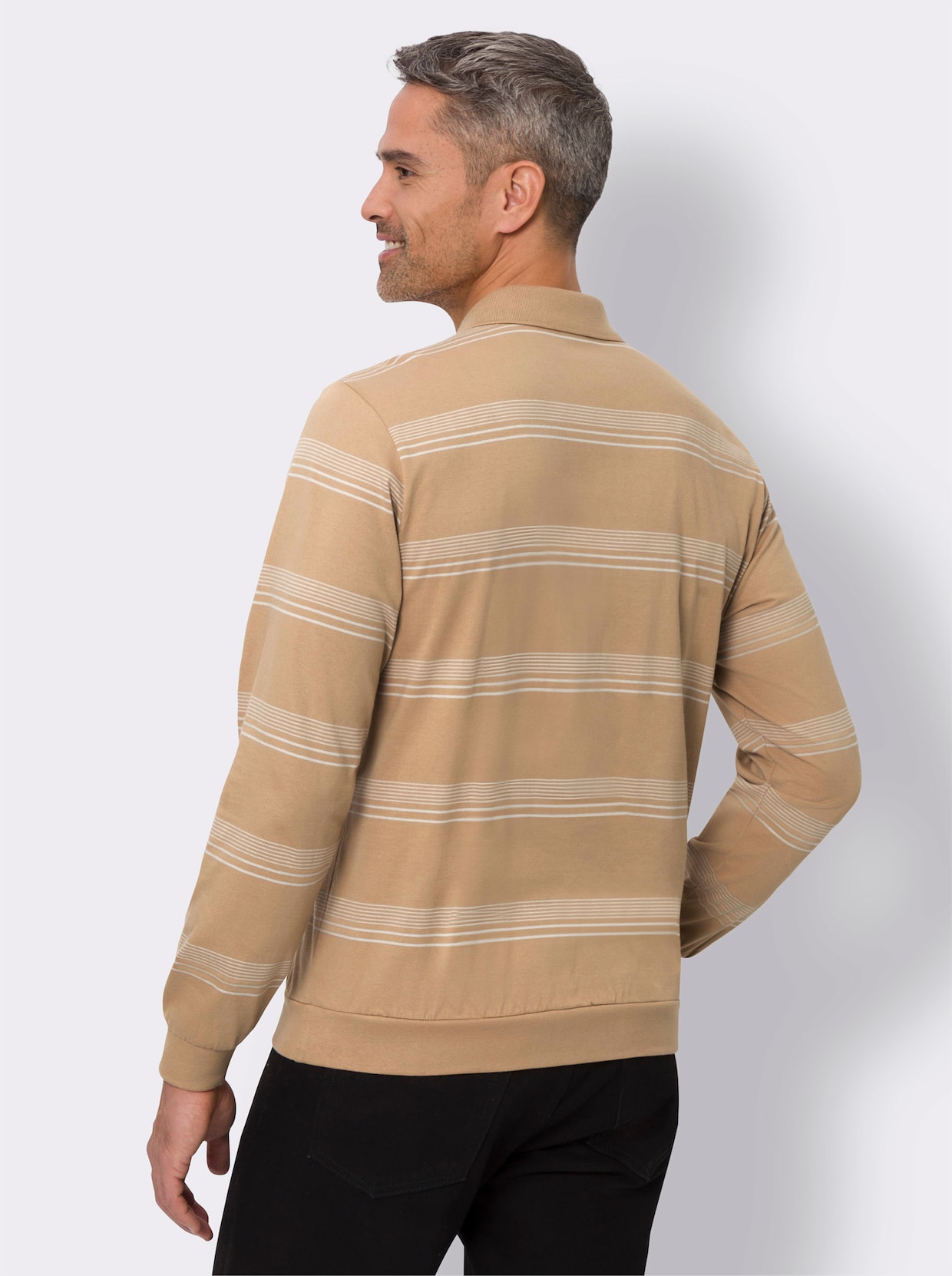 Sweatshirt - camel-hellgrau-geringelt