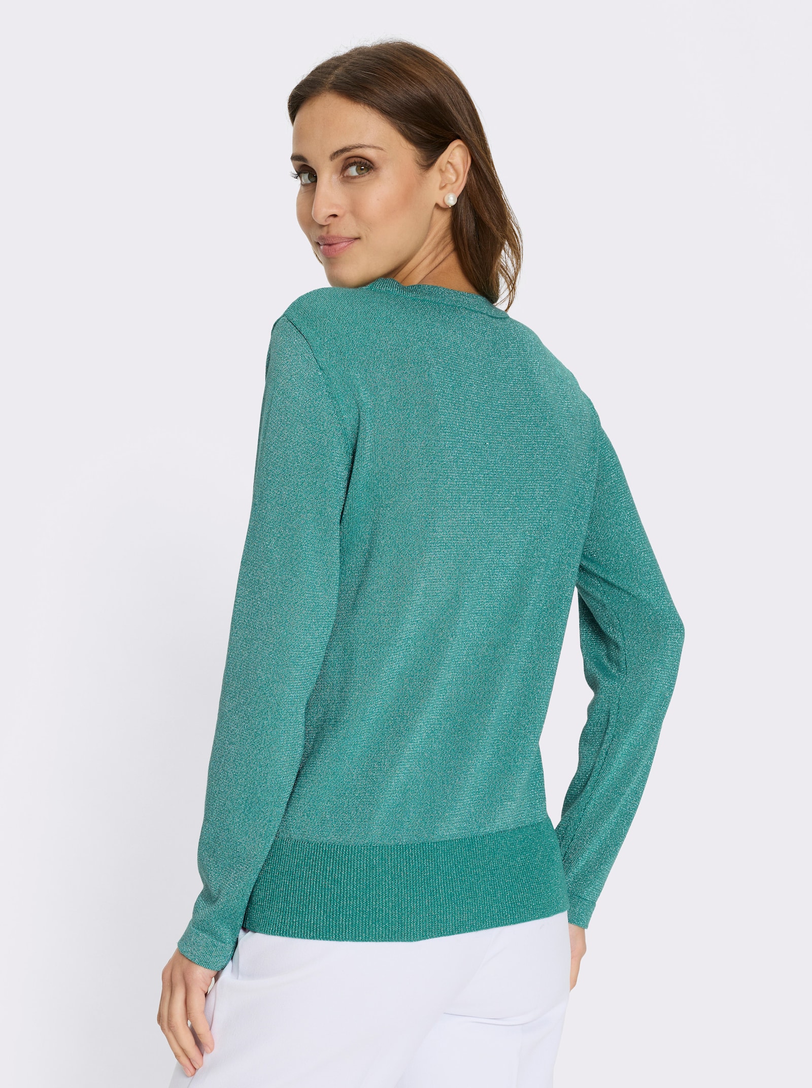 Pullover mit Wellen-Muster - smaragd
