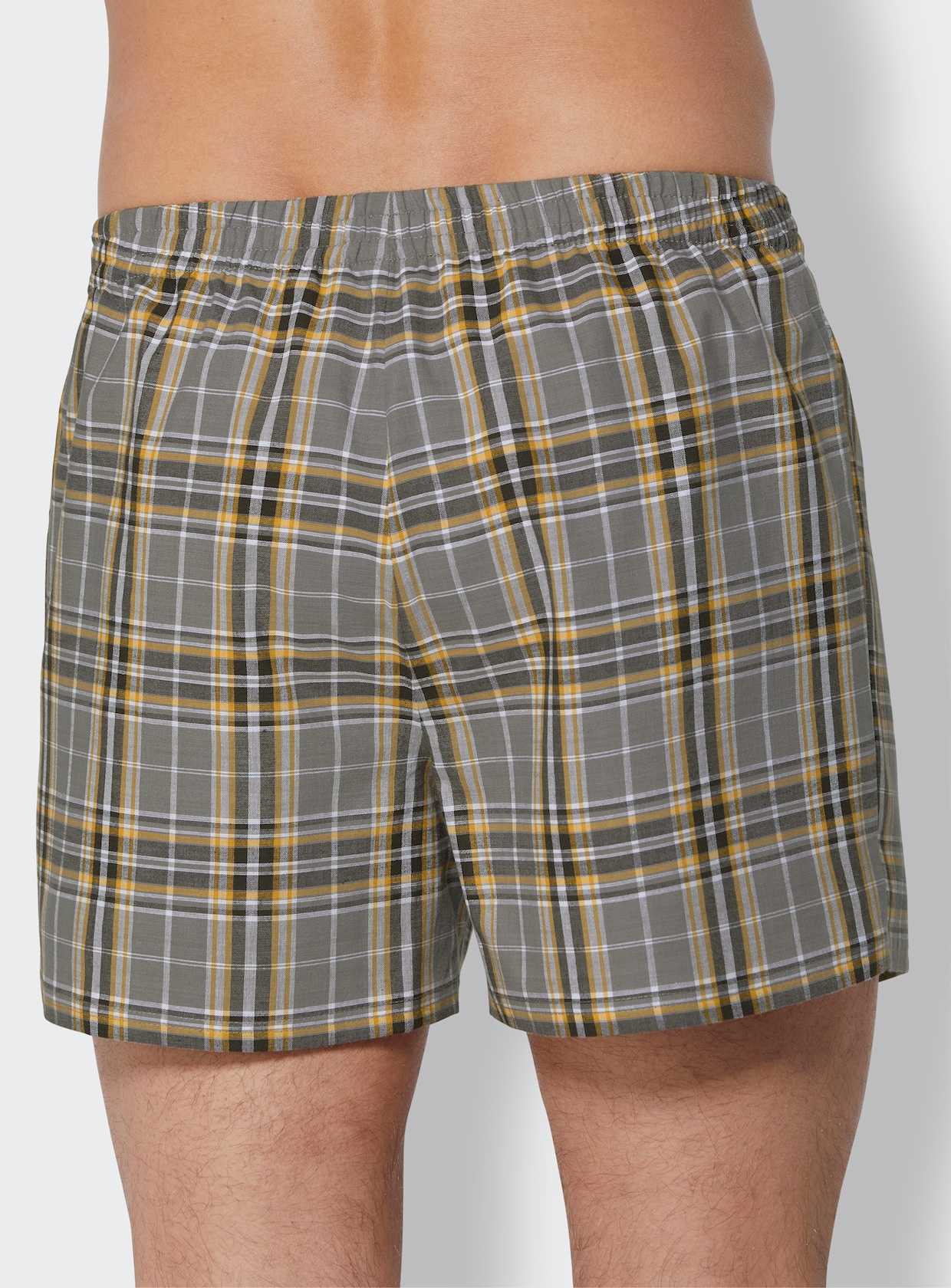 wäschepur men Boxershorts - grau-ocker-kariert