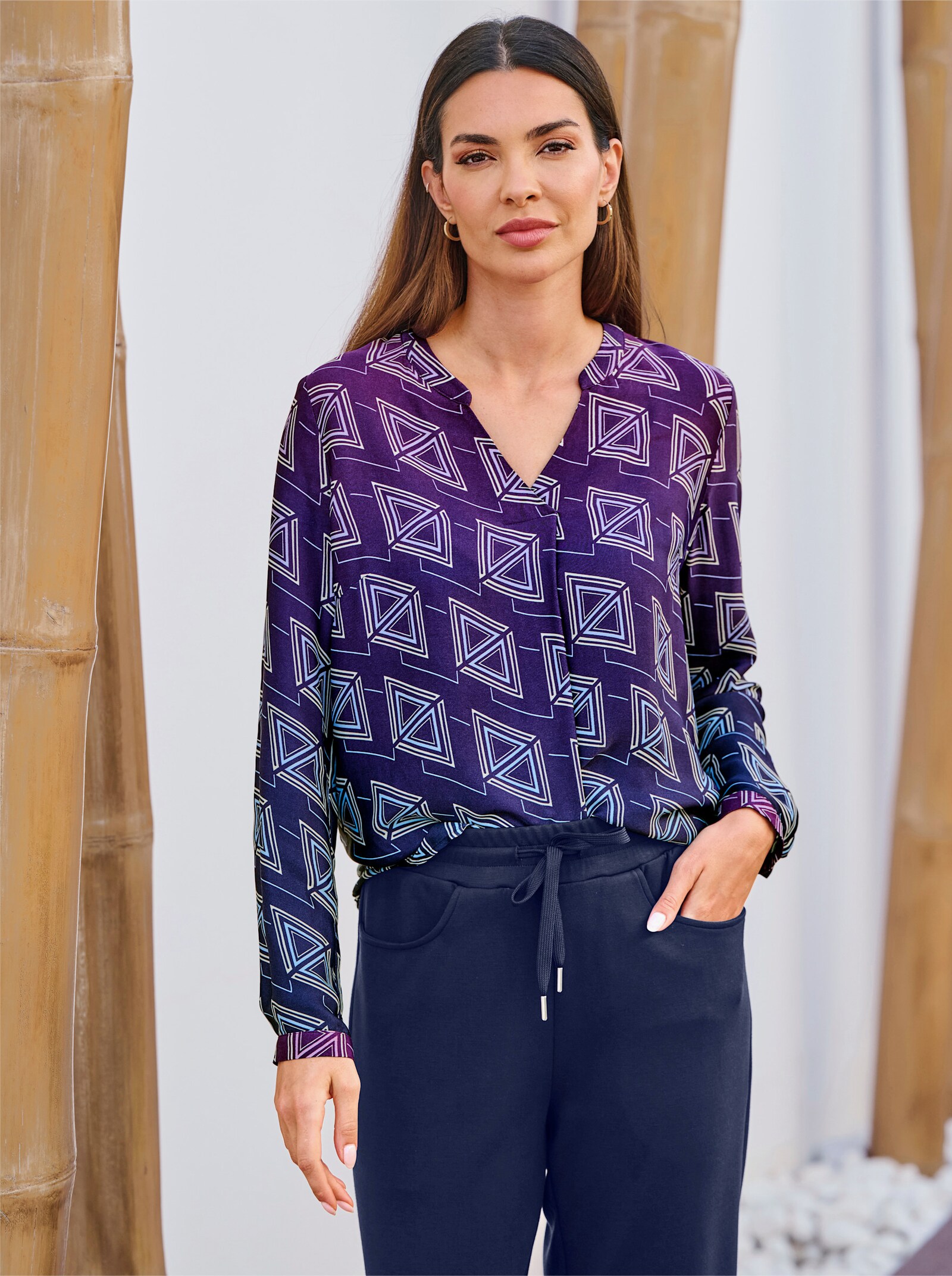 heine Druckbluse mit Farbverlauf - marine-traube-bedruckt