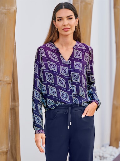 heine Druckbluse mit Farbverlauf - marine-traube-bedruckt