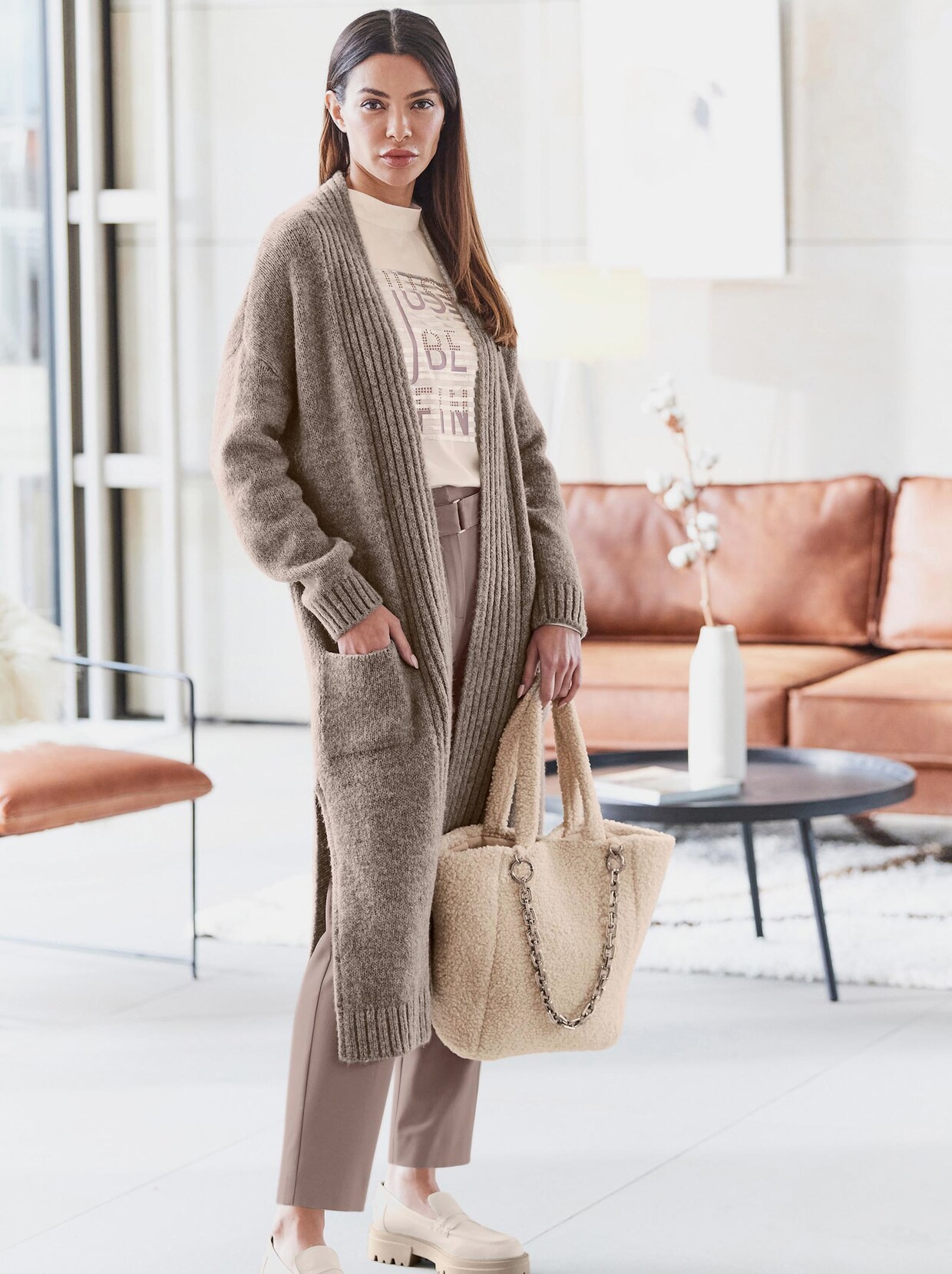 Rick Cardona Strickjacke - dunkeltaupe-taupe-meliert