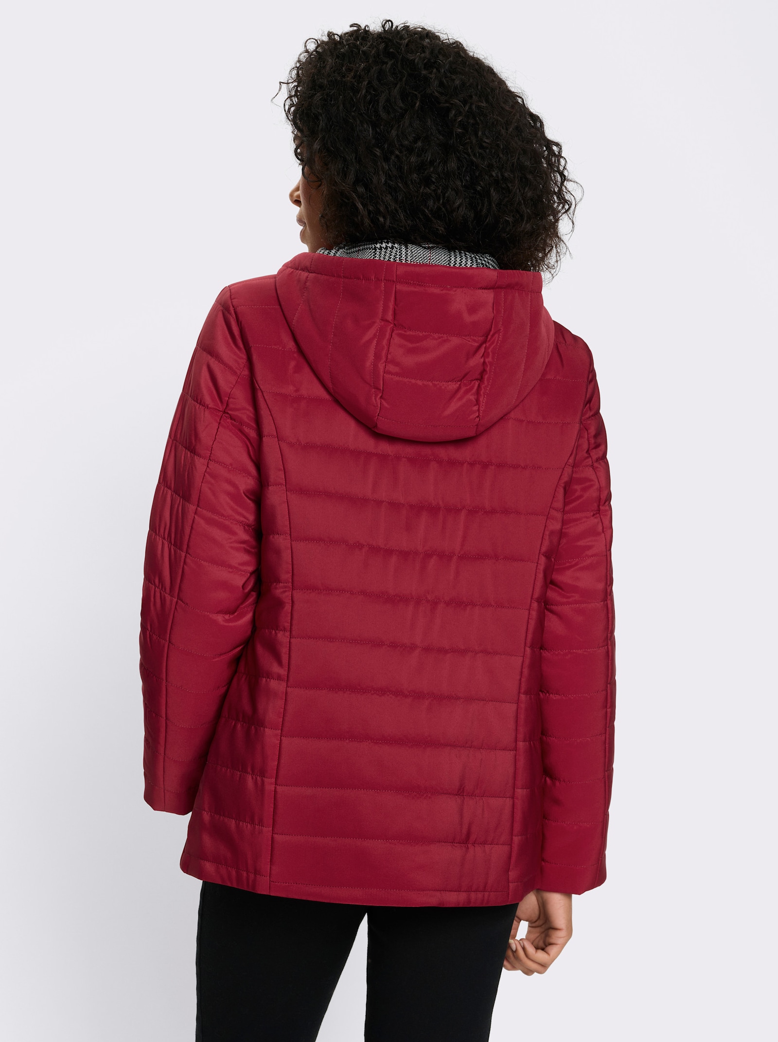 Steppjacke mit bedrucktem Futter - kirsche