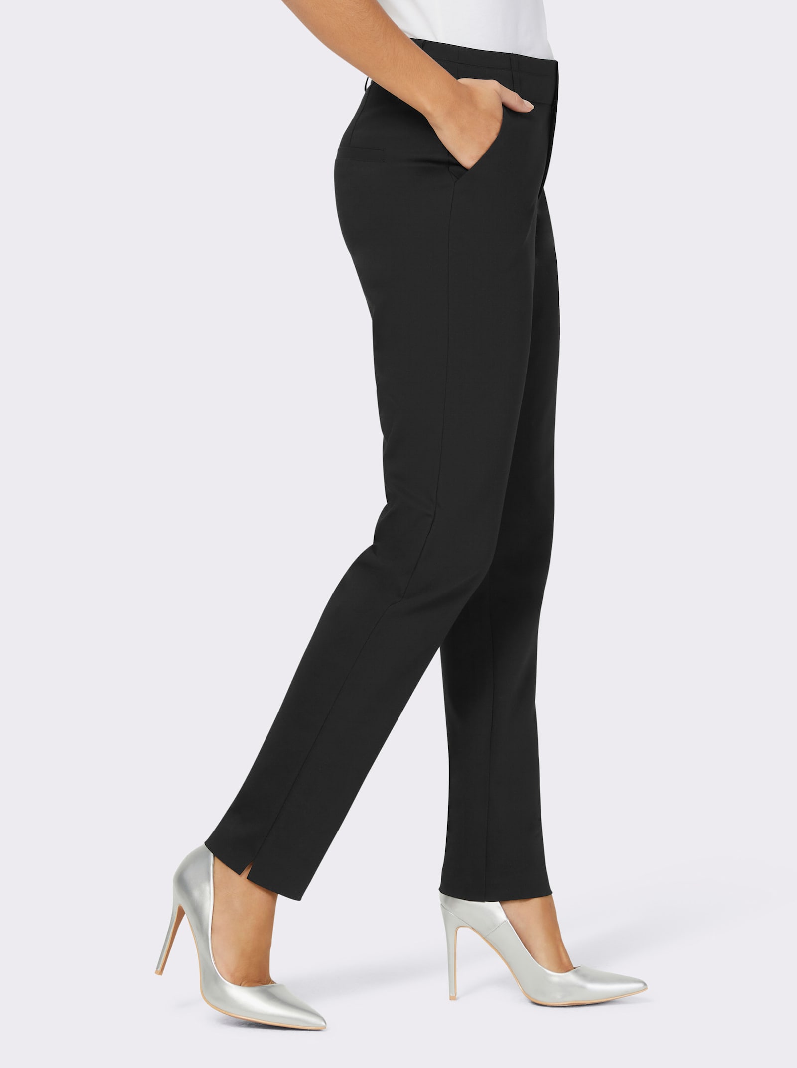 Broek, achter met sierpaspels - zwart