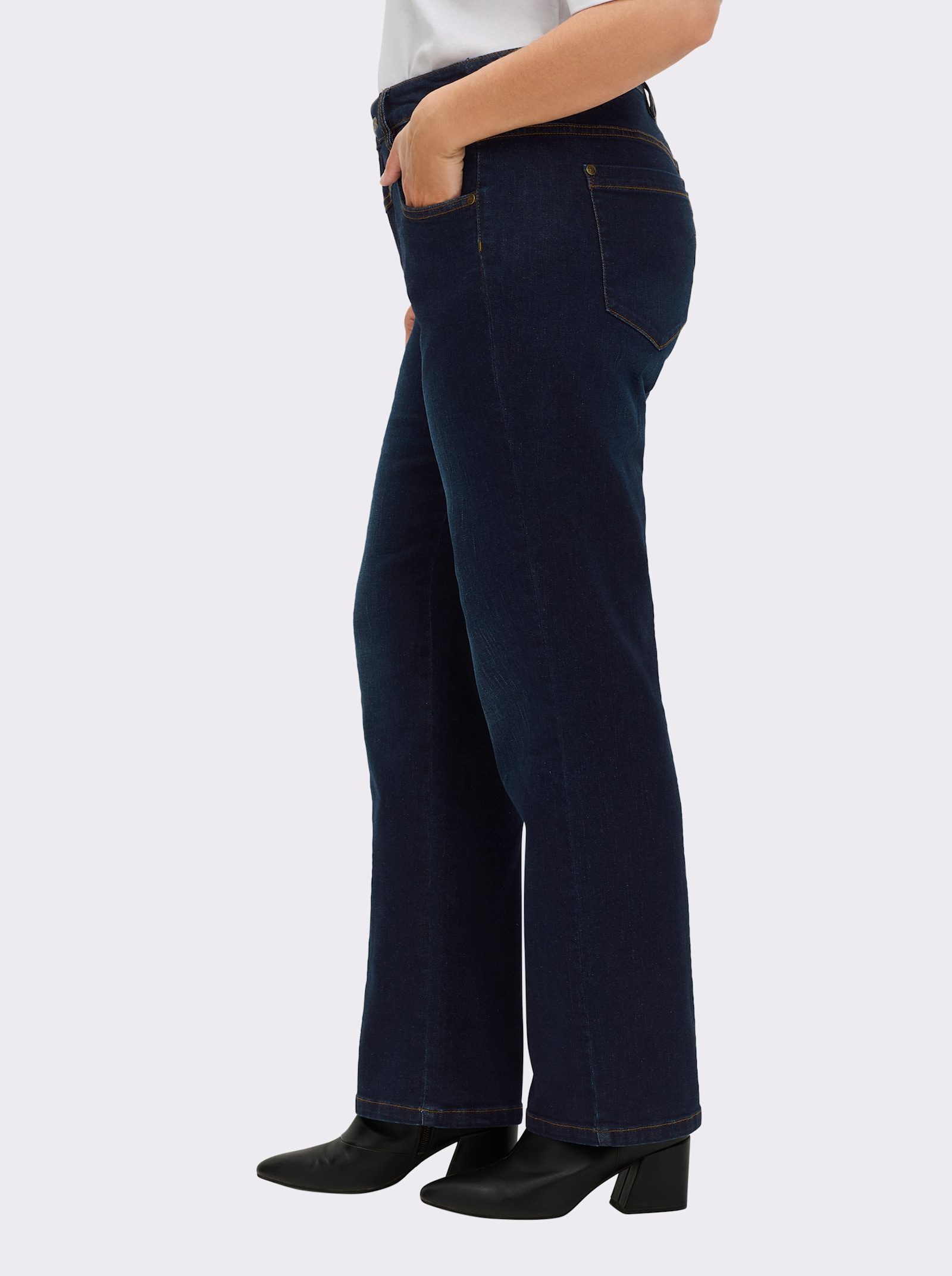 sheego 5-pocketjeans met rechte pijpen - dark-blue