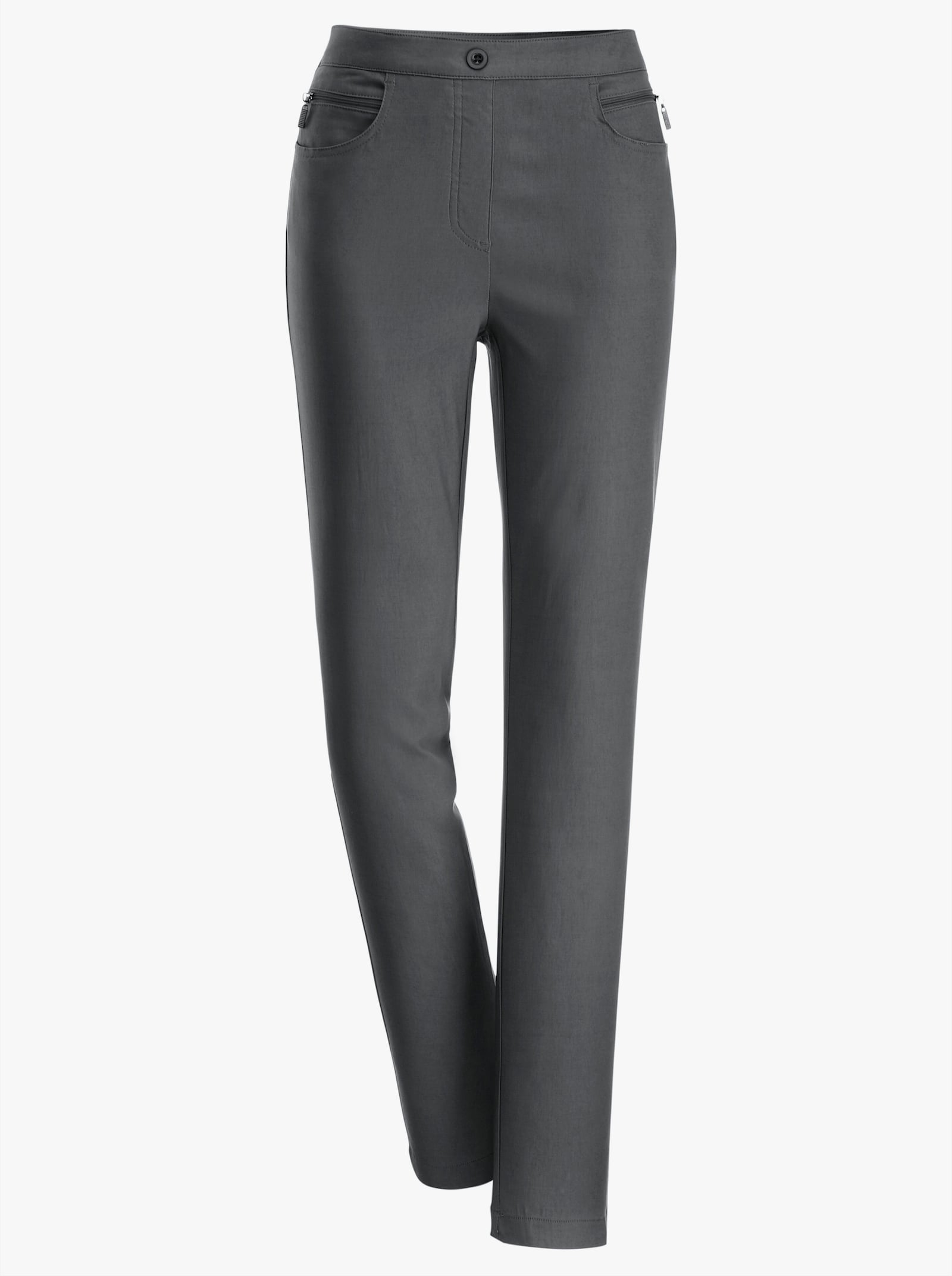 Bengalinebroek met sierritssluitingen - antraciet