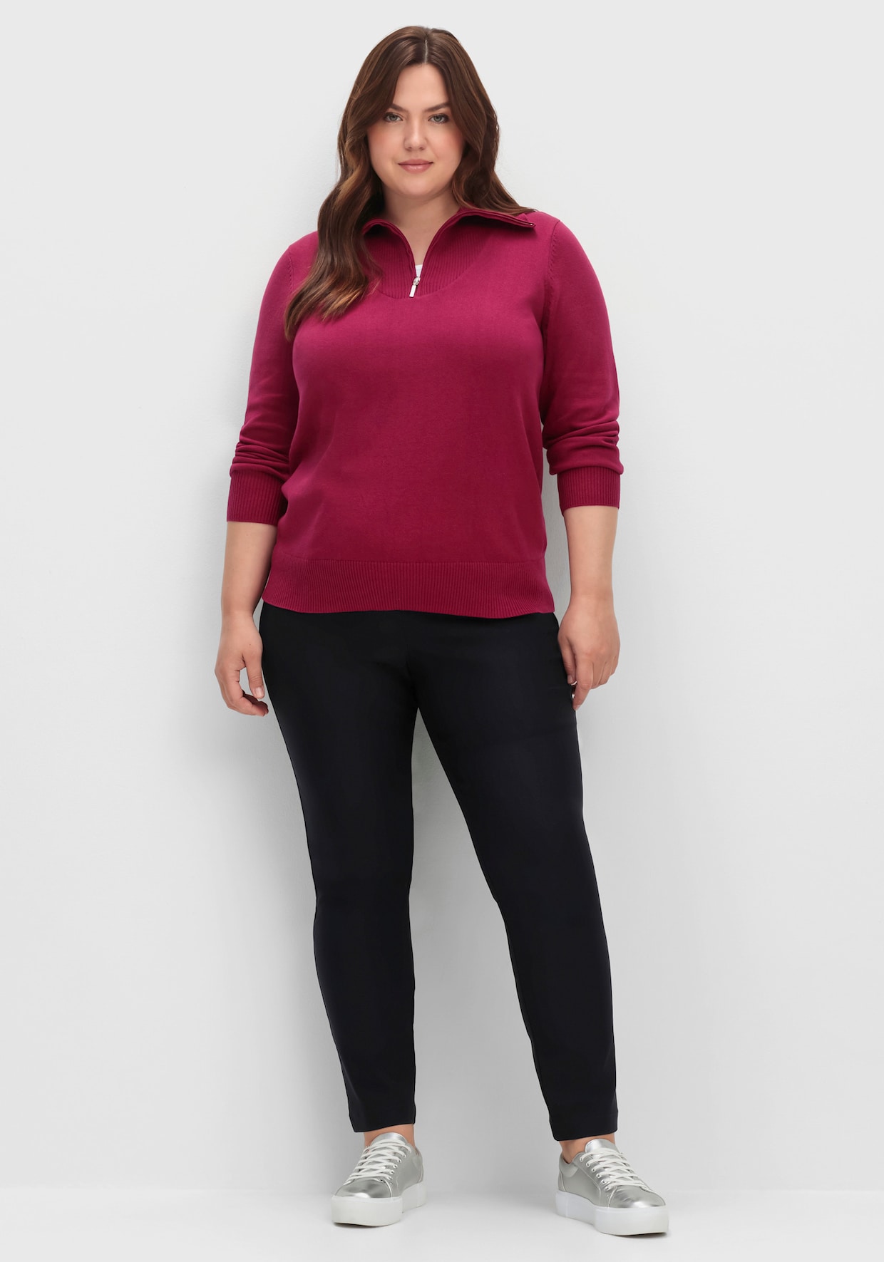 Troyer aus reiner Baumwolle - weinrot