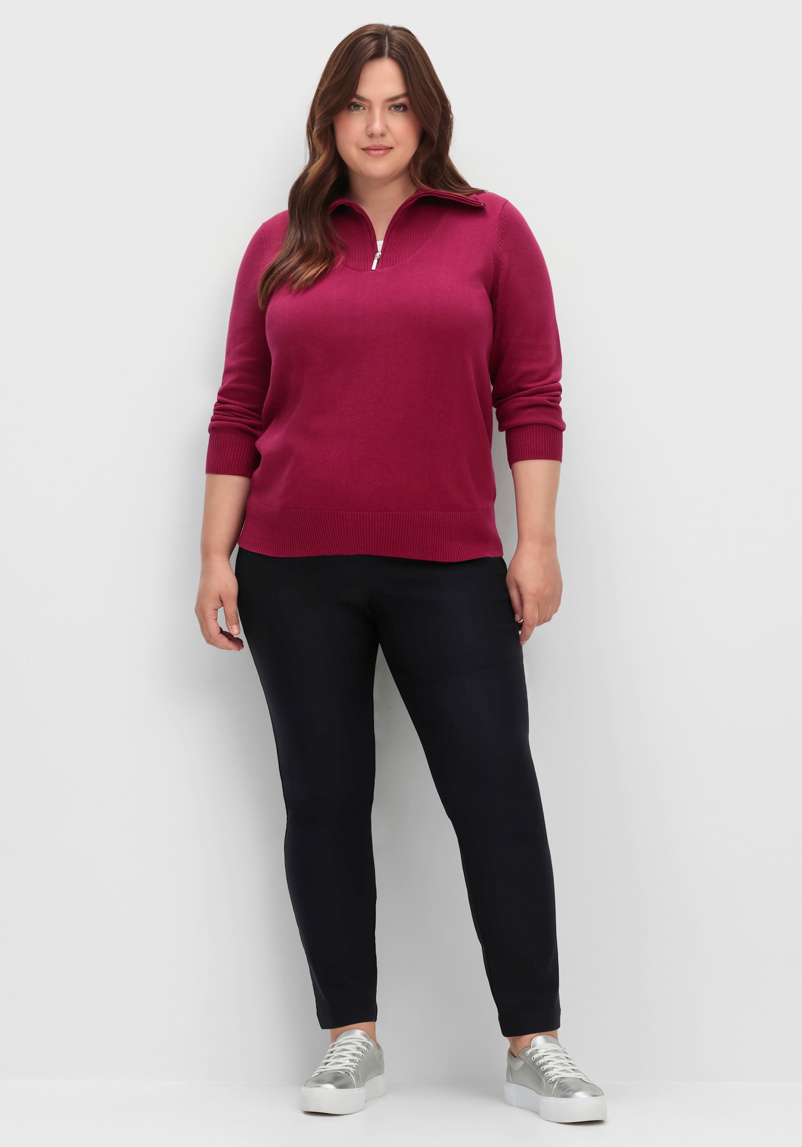 Troyer aus reiner Baumwolle - weinrot