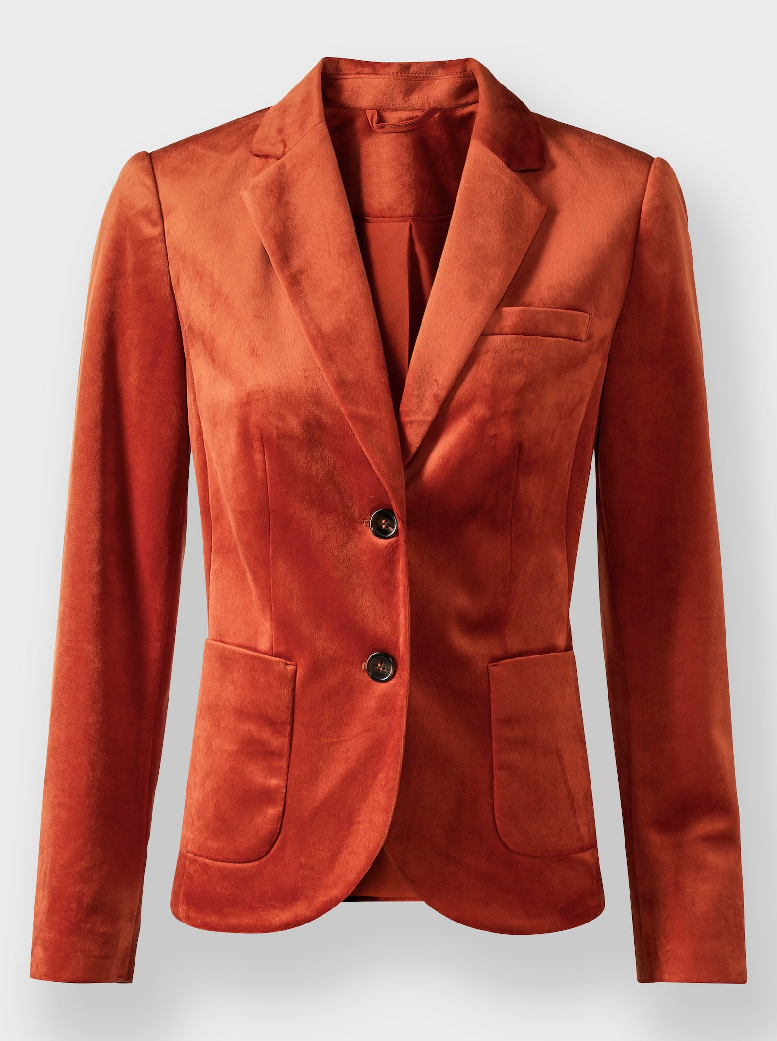 heine Fluwelen blazer met afgeronde randen - roestrood
