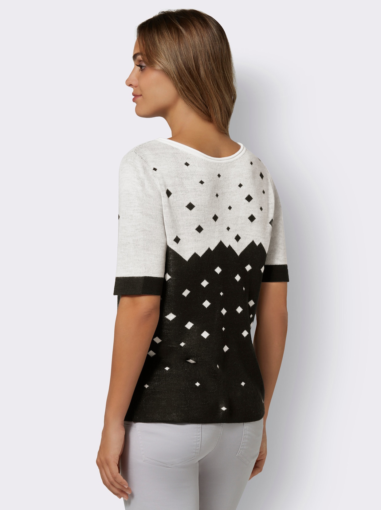 Pullover - schwarz-weiß-gemustert