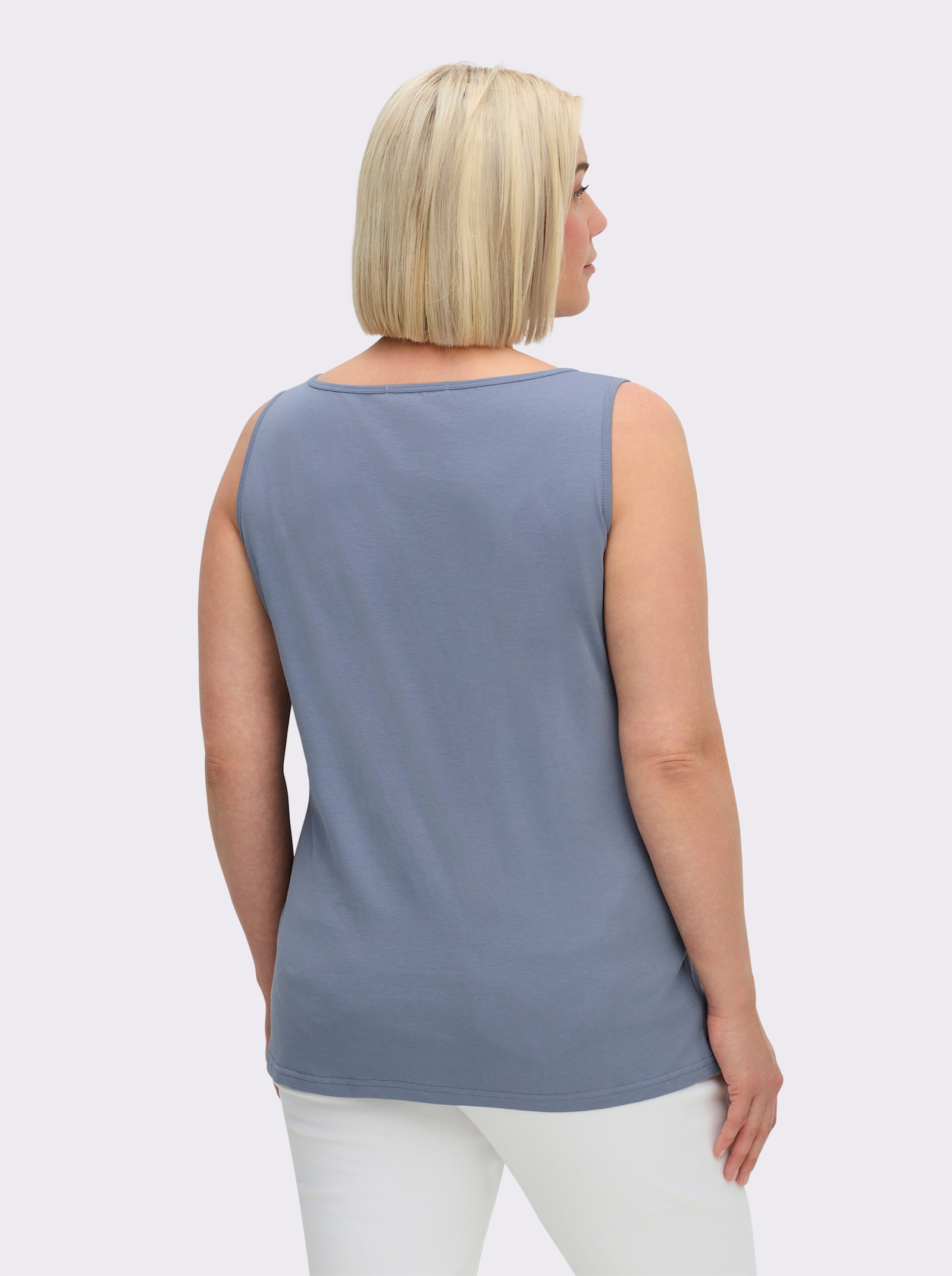Shirttop aus reiner Baumwolle - taubenblau