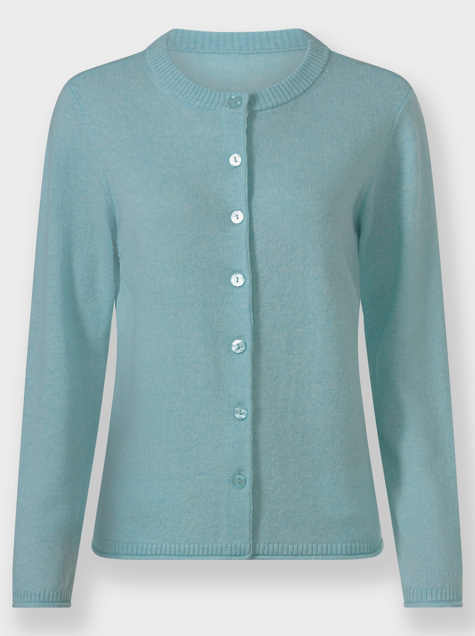 Feinstrickjacke mit Kaschmir - aqua-meliert