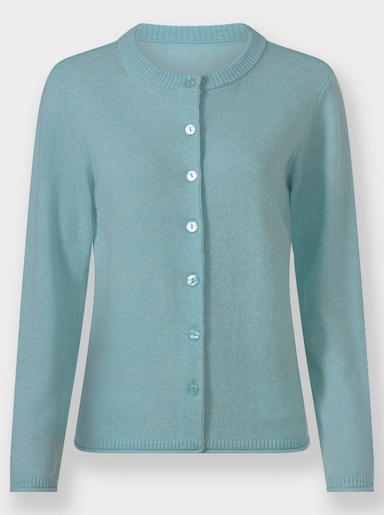 Feinstrickjacke mit Kaschmir - aqua-meliert