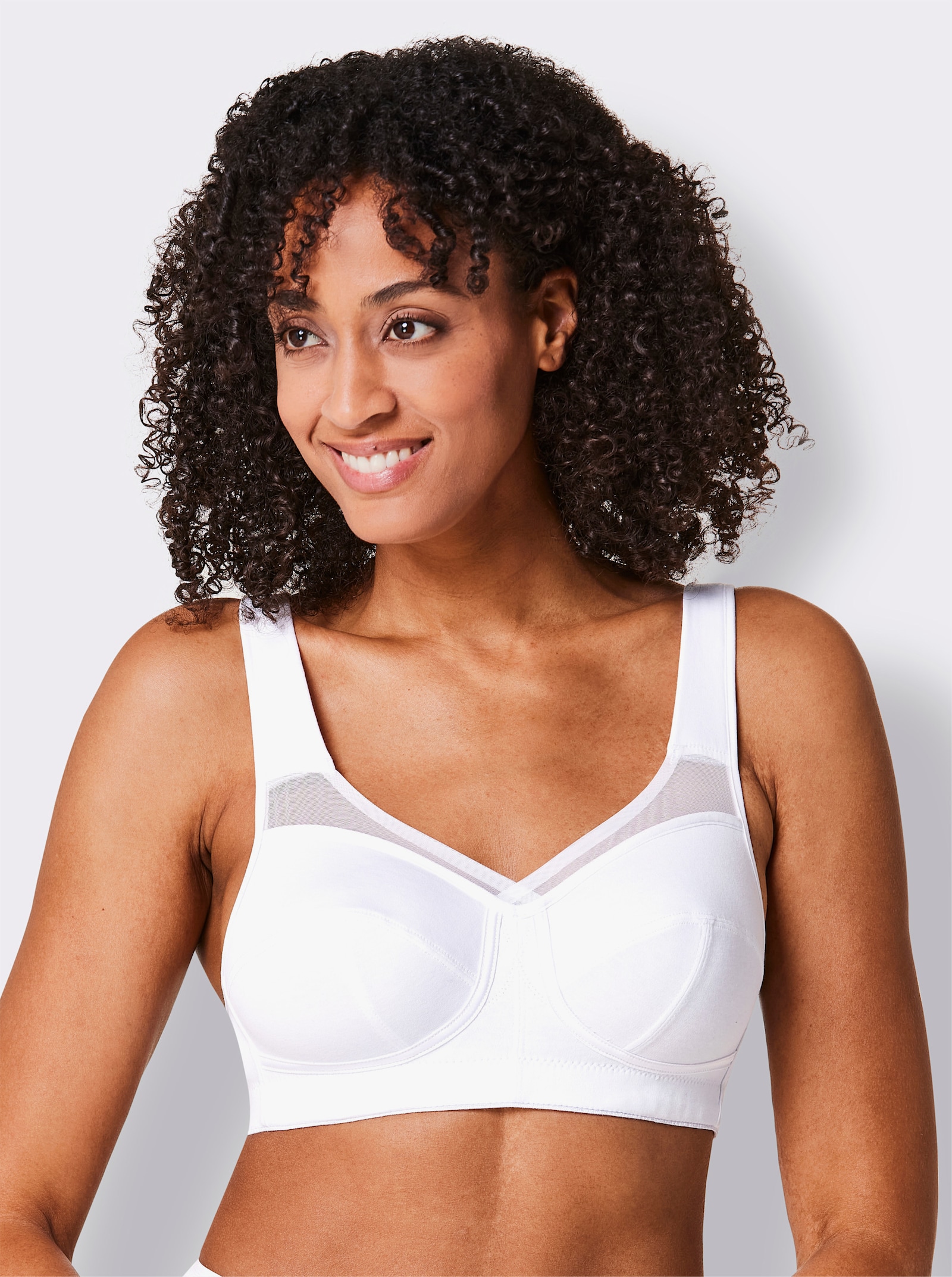 wäschepur Soutien-gorge confort sans armatures avec empiècement en maille - blanc