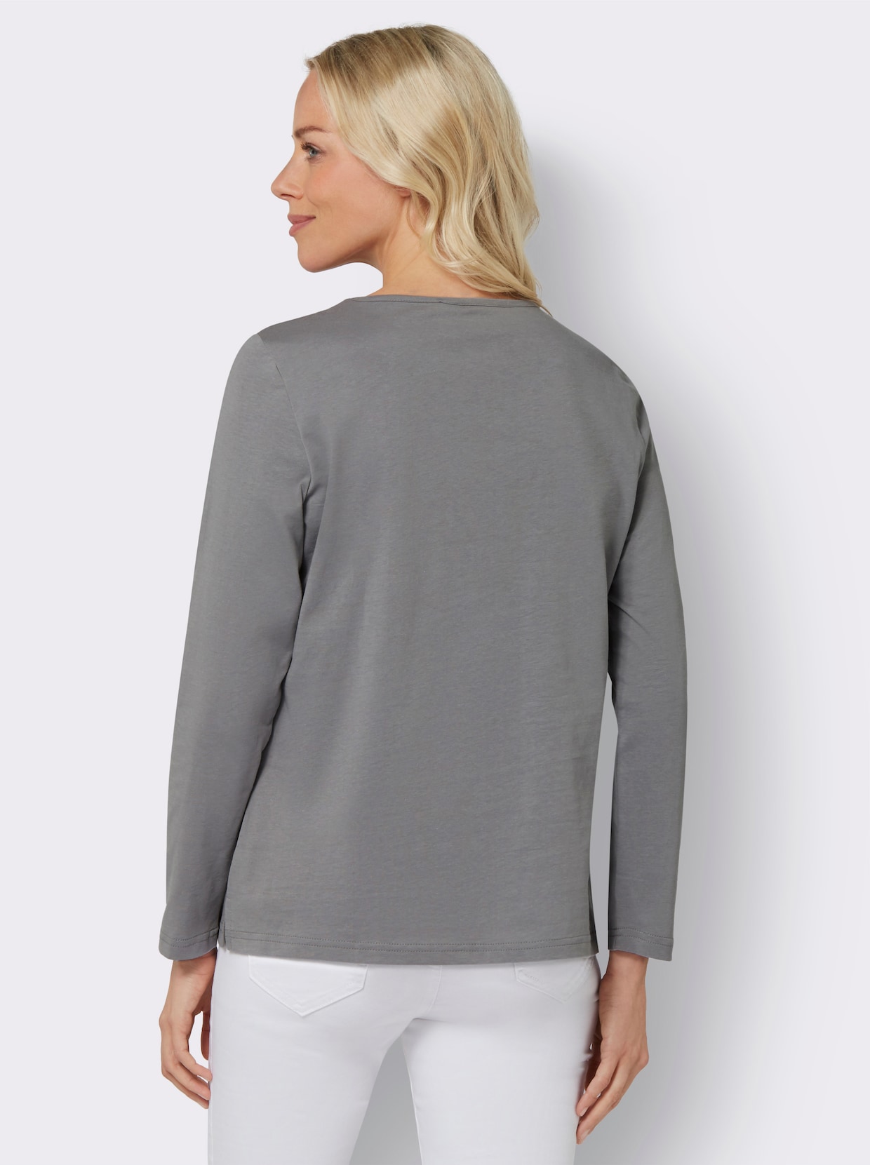 Tričko s dlouhým rukávem - kamenná šedá-vzor