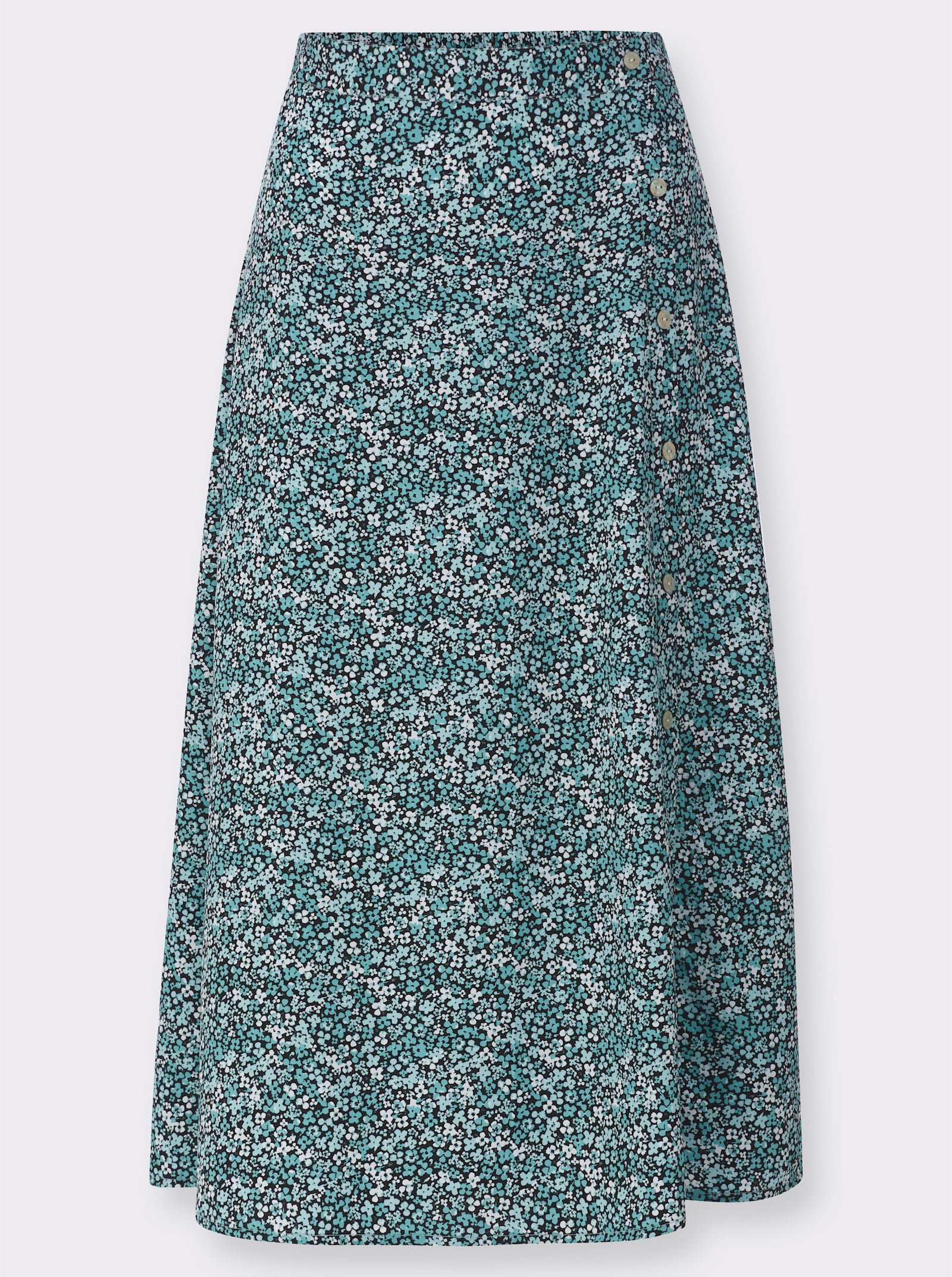 Schlupfrock mit Zierknopfleiste - ozean-weiß-bedruckt