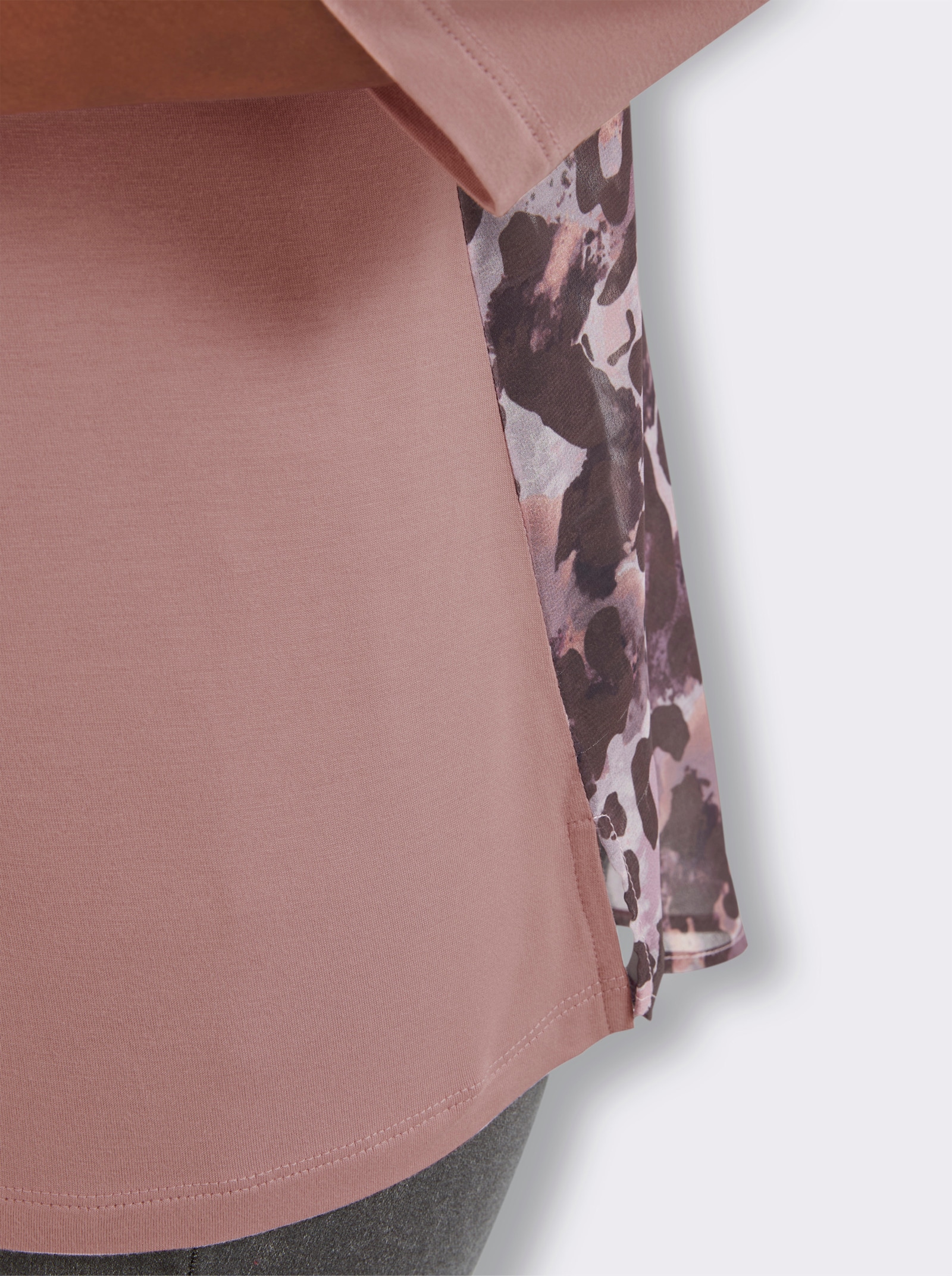 sheego by Joe Browns 3/4-Arm-Shirt im Material-Mix - rosenholz-burgund-gemustert