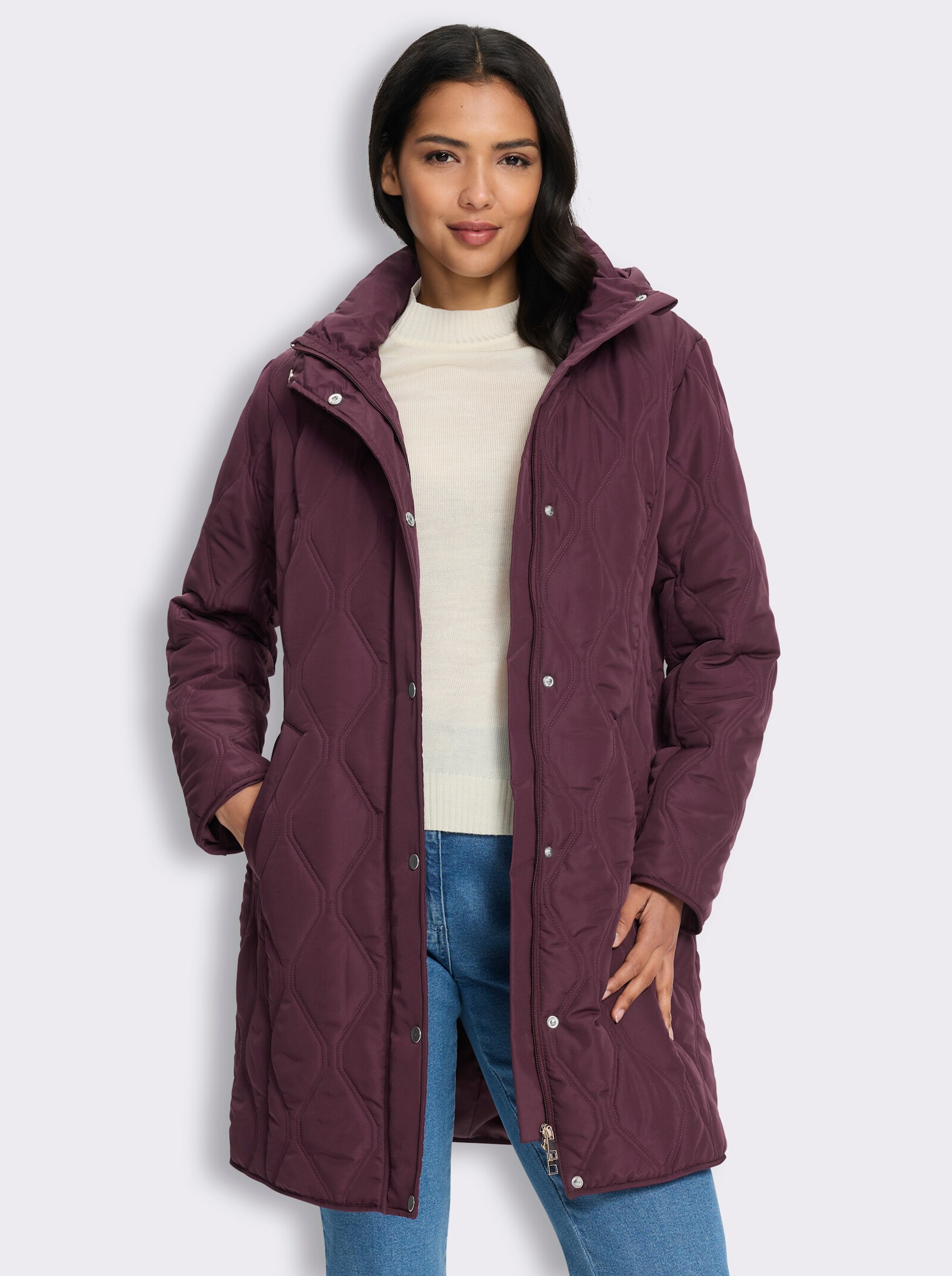 Steppjacke mit 2-Wege-Reißverschluss - burgund