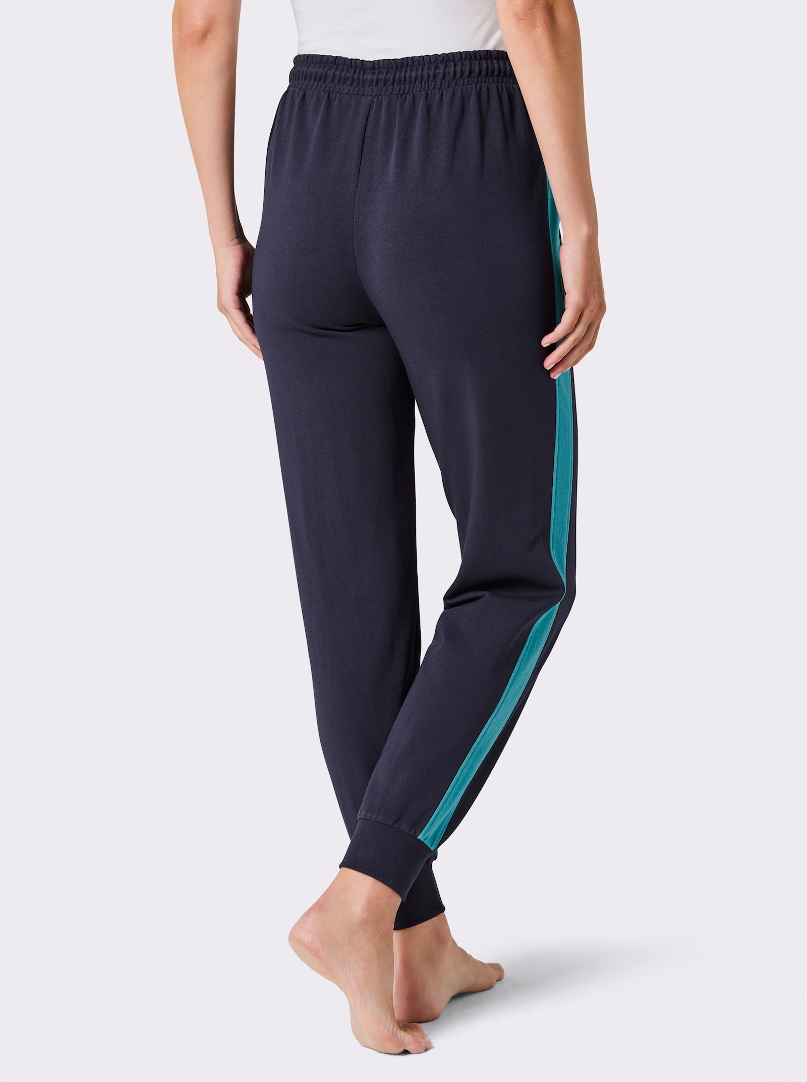 feel good broek met comfortband - marine/turquoise
